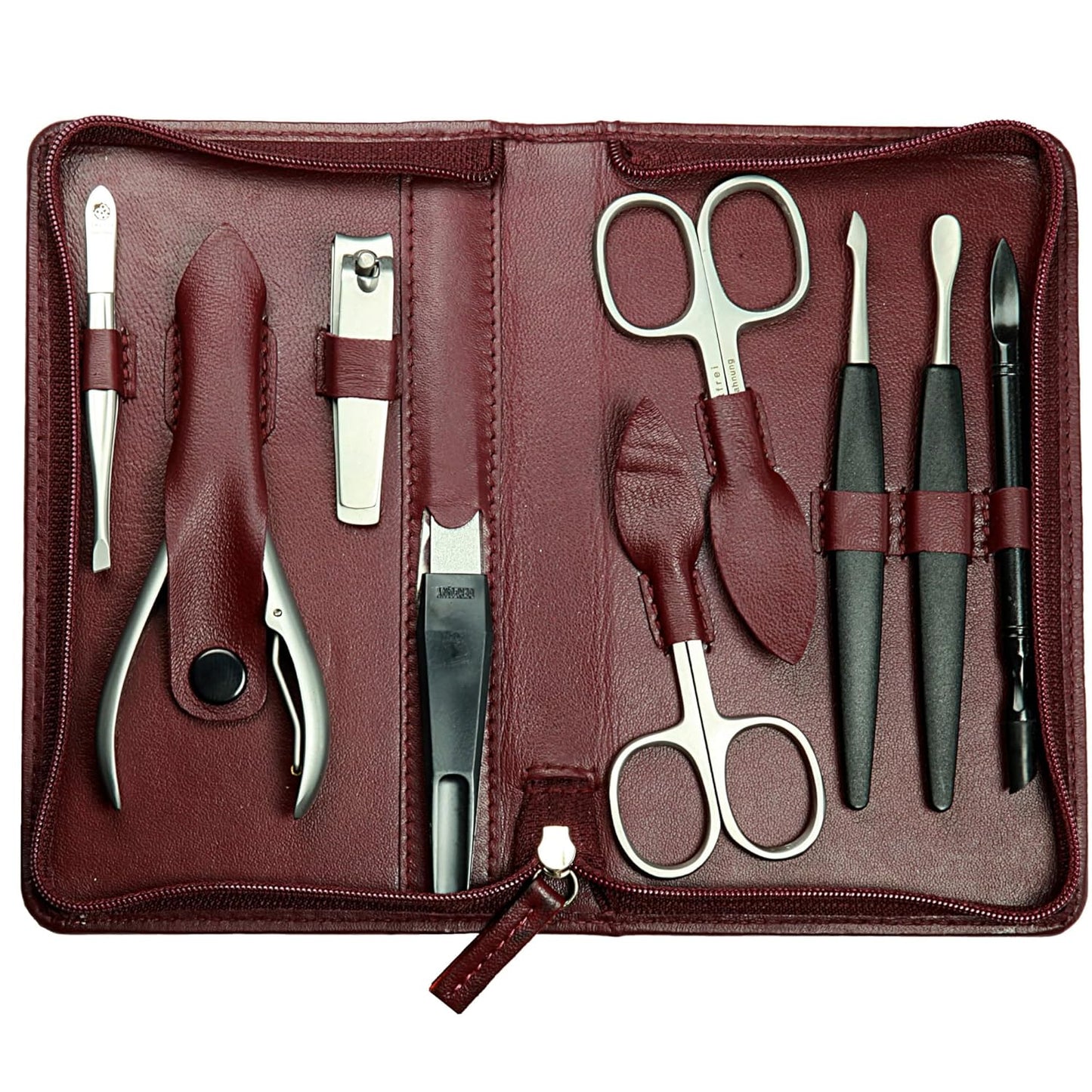 Maniküre-Etui mit 9-tlg. rostfreier Bestückung, bordeaux