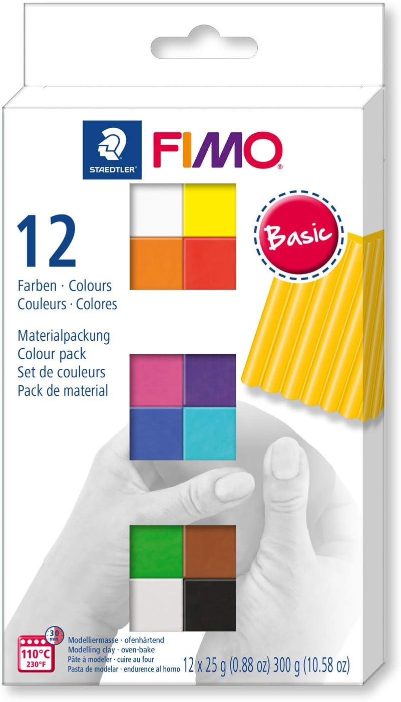 FIMO ofenhärtende Modelliermasse mit 36 Blöcken (12x Patel, 12x Basic, 12xBrillant), Brilliant 36 Blöcke Farbmix