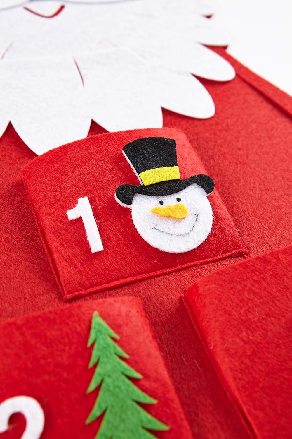 Filz-Adventskalender Santa zum Befüllen und Aufhängen, Rot/Weiss