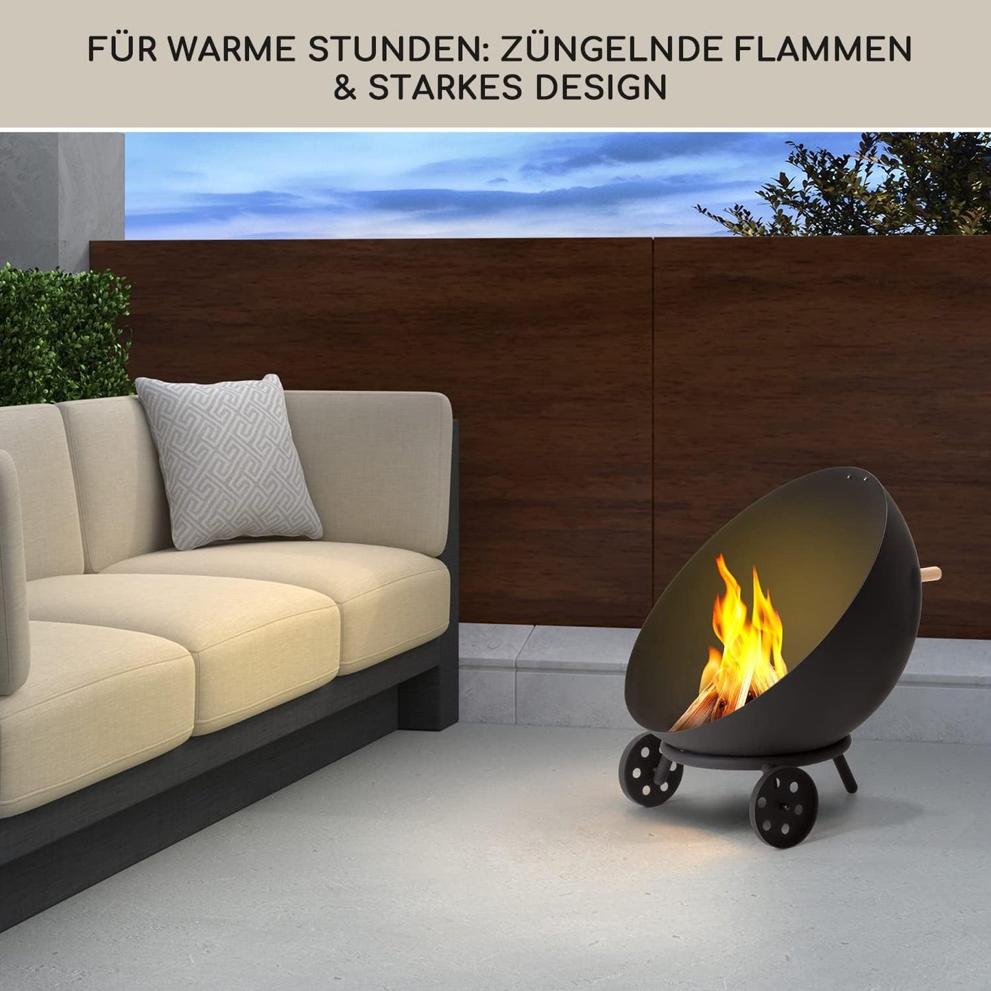 Egon Feuerschale mit Rollen, Egon Schwarz