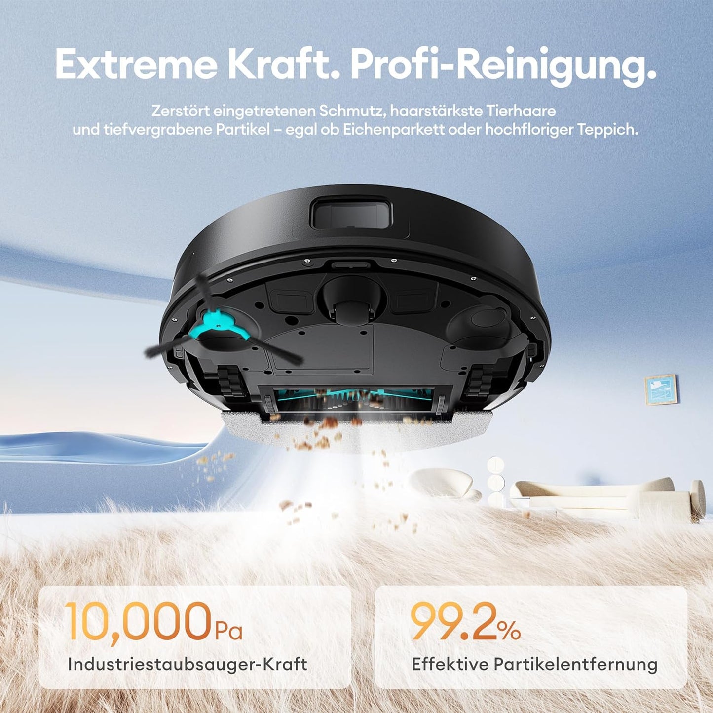 Saugroboter mit Wischfunktion, Schwarz