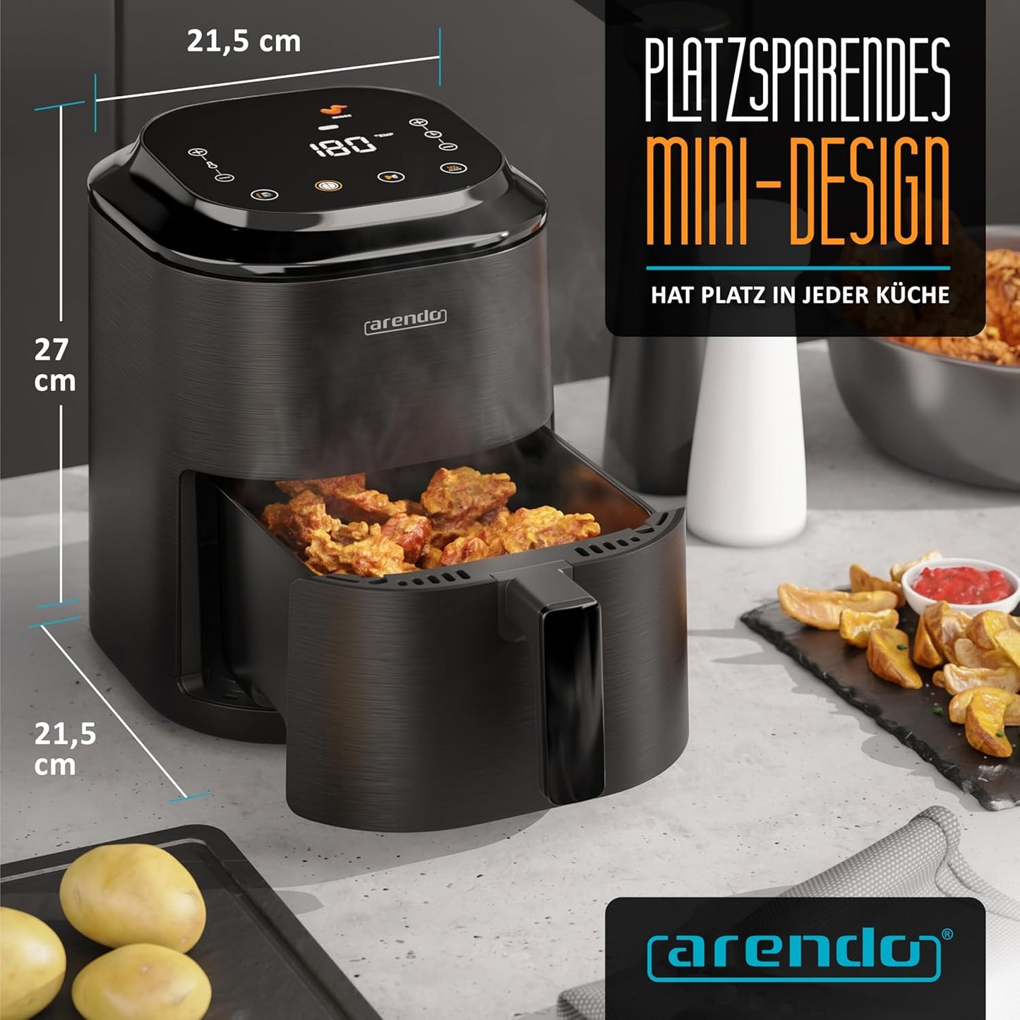 Mini Heissluftfritteuse mit Timer & Automatikprogrammen