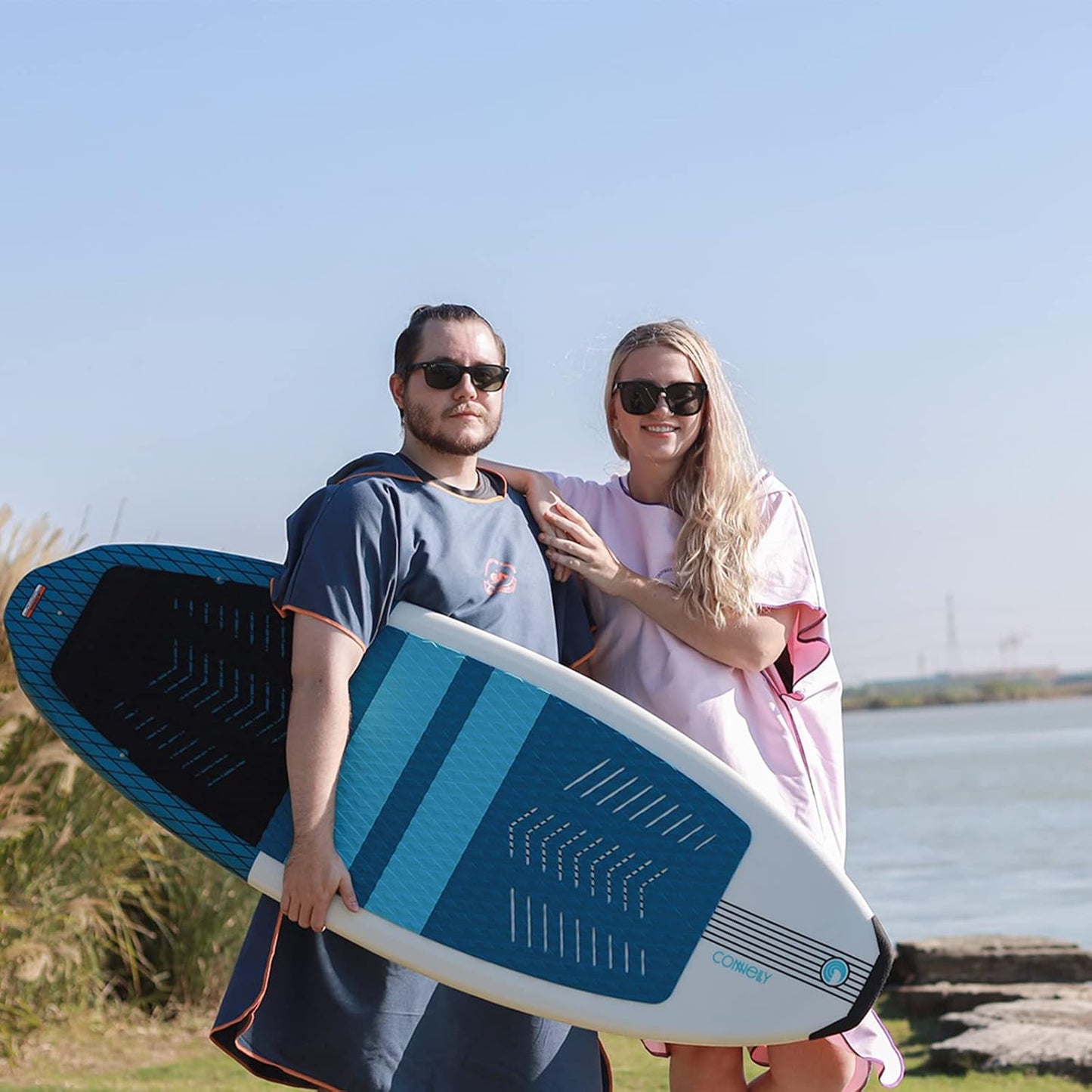 Surf Poncho mit Kapuze, Grau