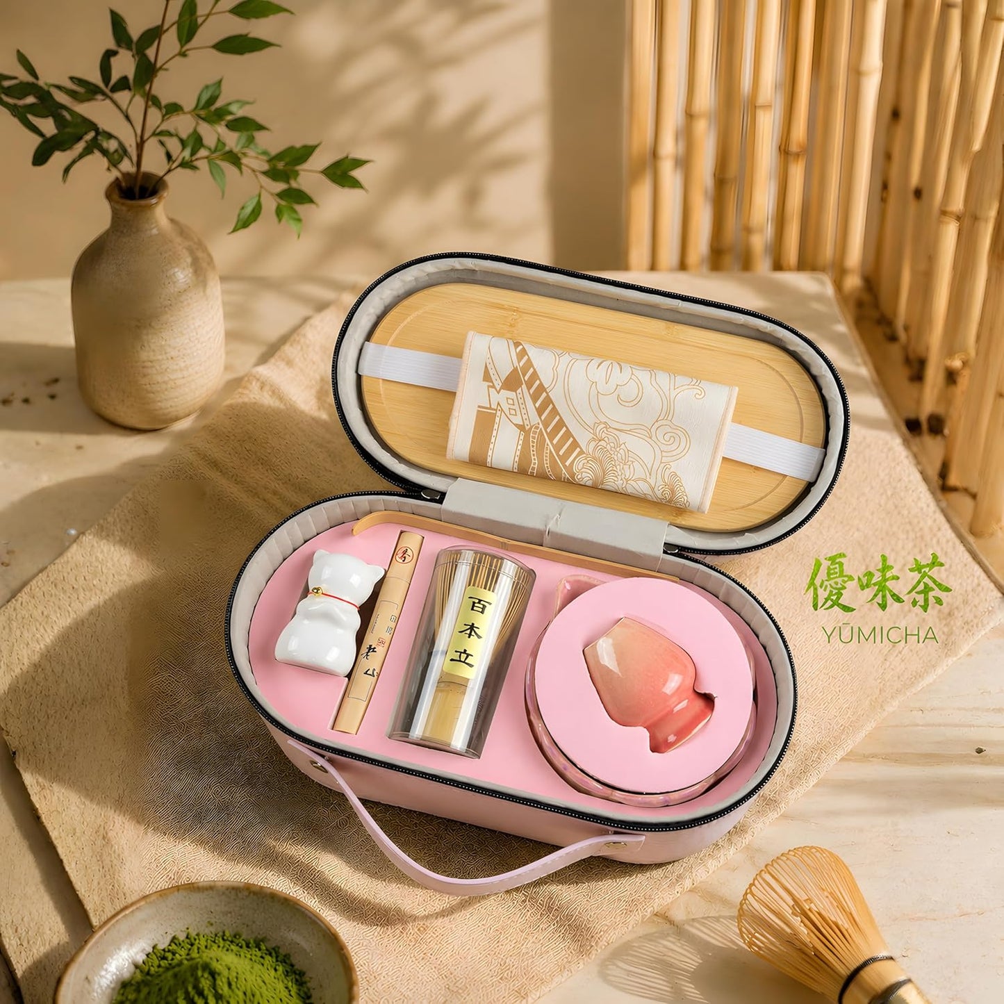 Matcha Tee-Set, Rosafarbener Service, Lotusrosa 10