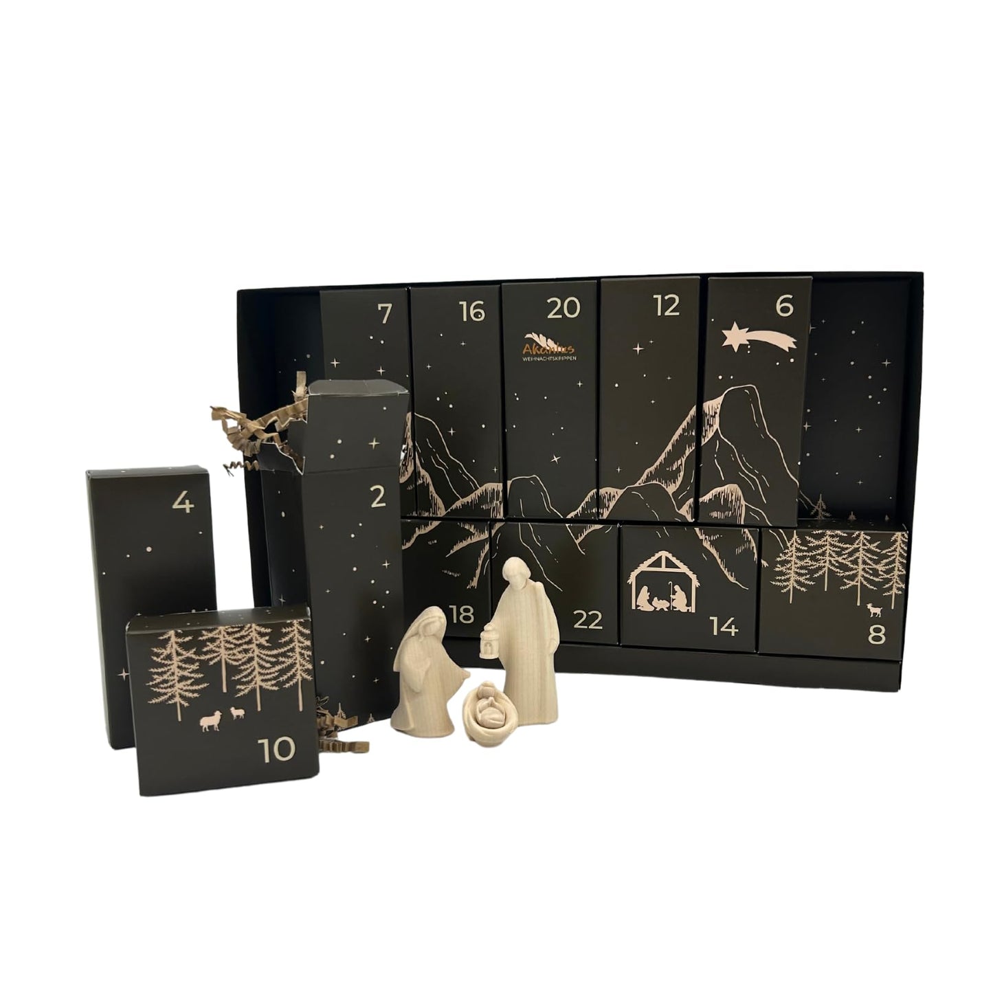 Weihnachtskrippen Adventskalender, Holz natur