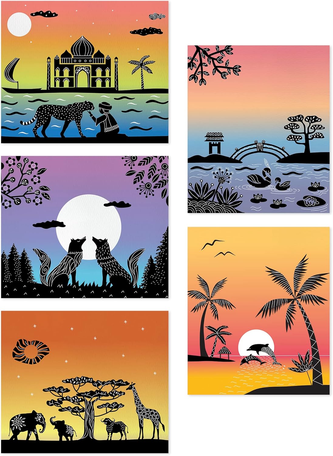 Sunset Lover Aquarell- und Schablonenmalset für Kinder, Sunset Lover
