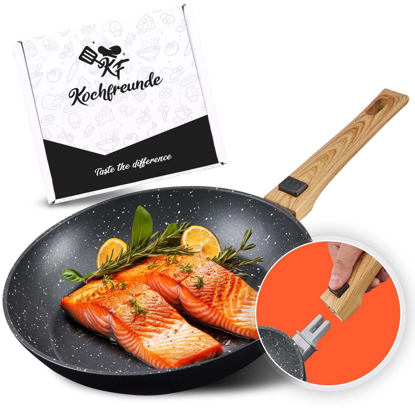 Induktionspfanne mit abnehmbarem Griff, Single 28 cm