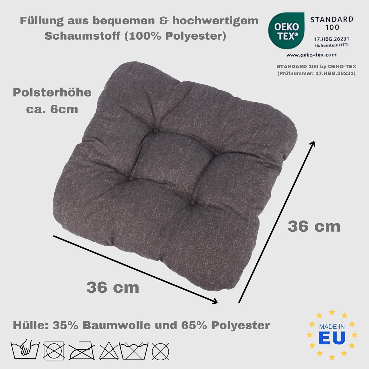 4-teiliges Sitzkissen-Set, Anthrazit 4er-Set