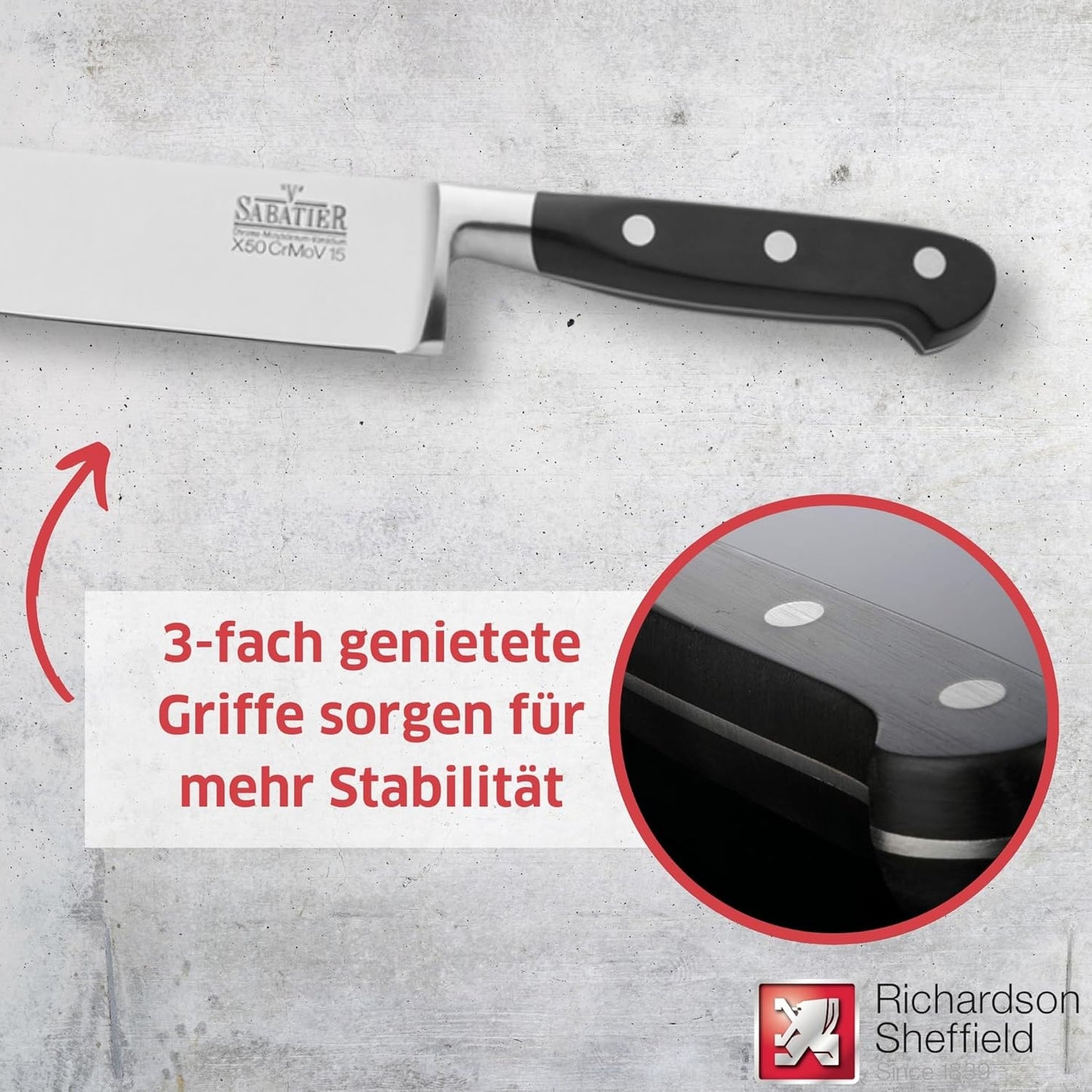 V Sabatier Kochmesser, Kochmesser 25cm