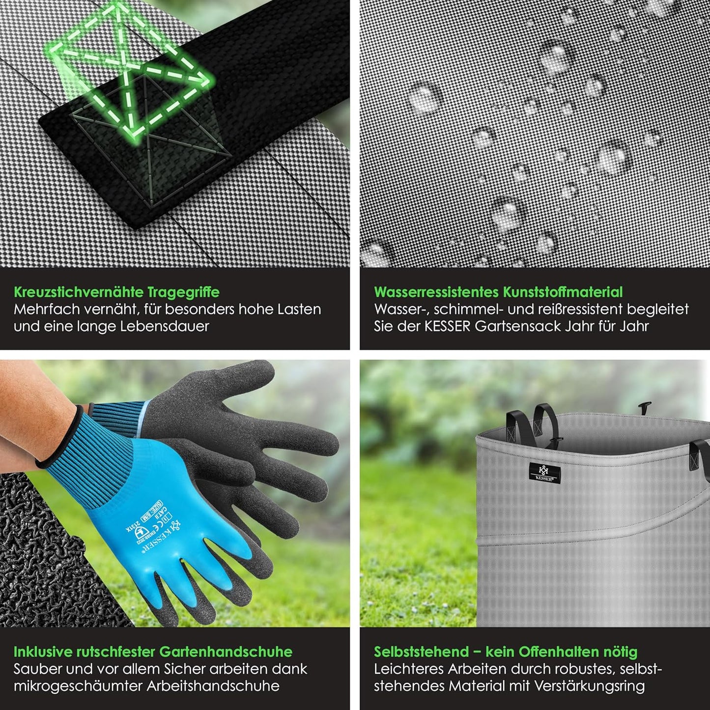 Pop-Up Gartensack mit 219 Liter Volumen, 1x 219 Liter Grau / Schwarz