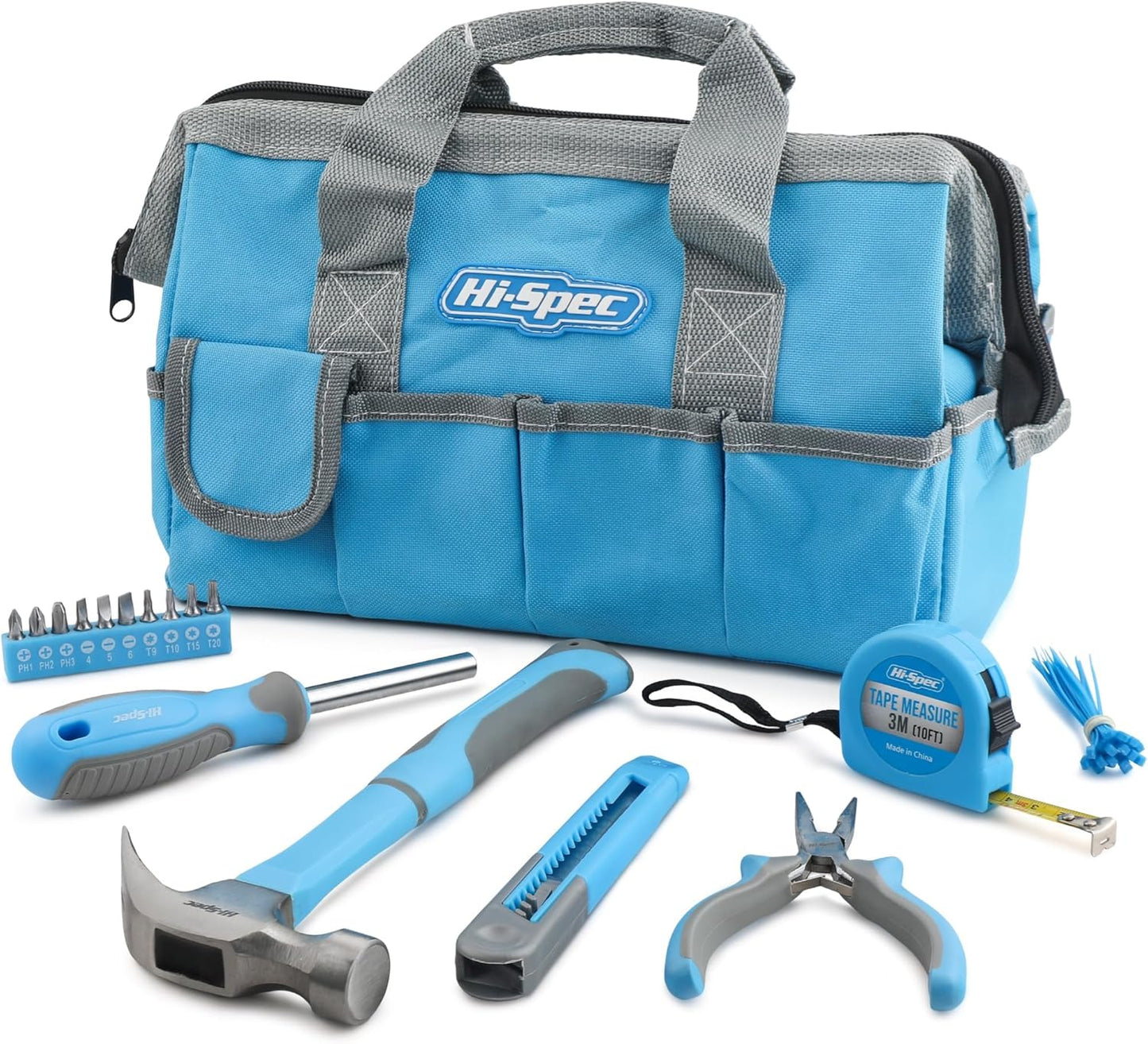16-teiliges Haushalts-Werkzeugset mit Tasche, Azurblau