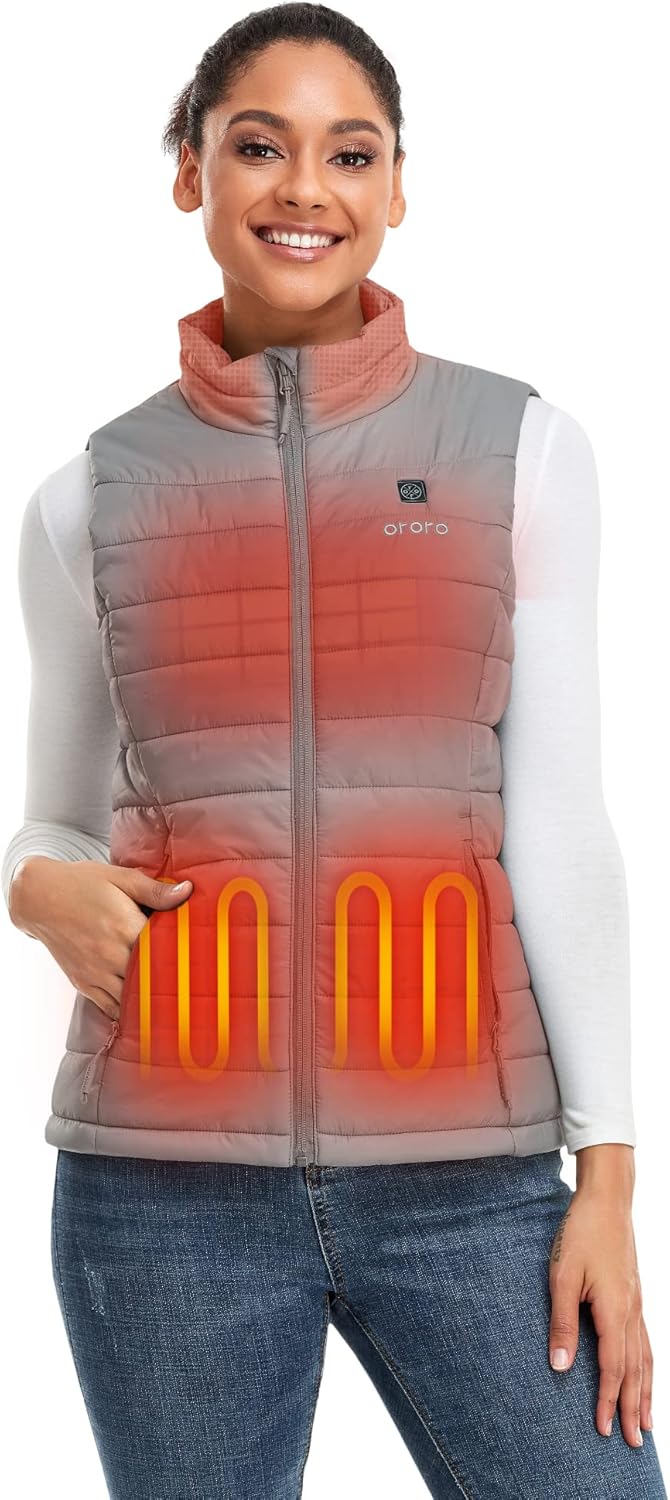 Beheizbare Damenweste mit Powerbank, S Silbergrau