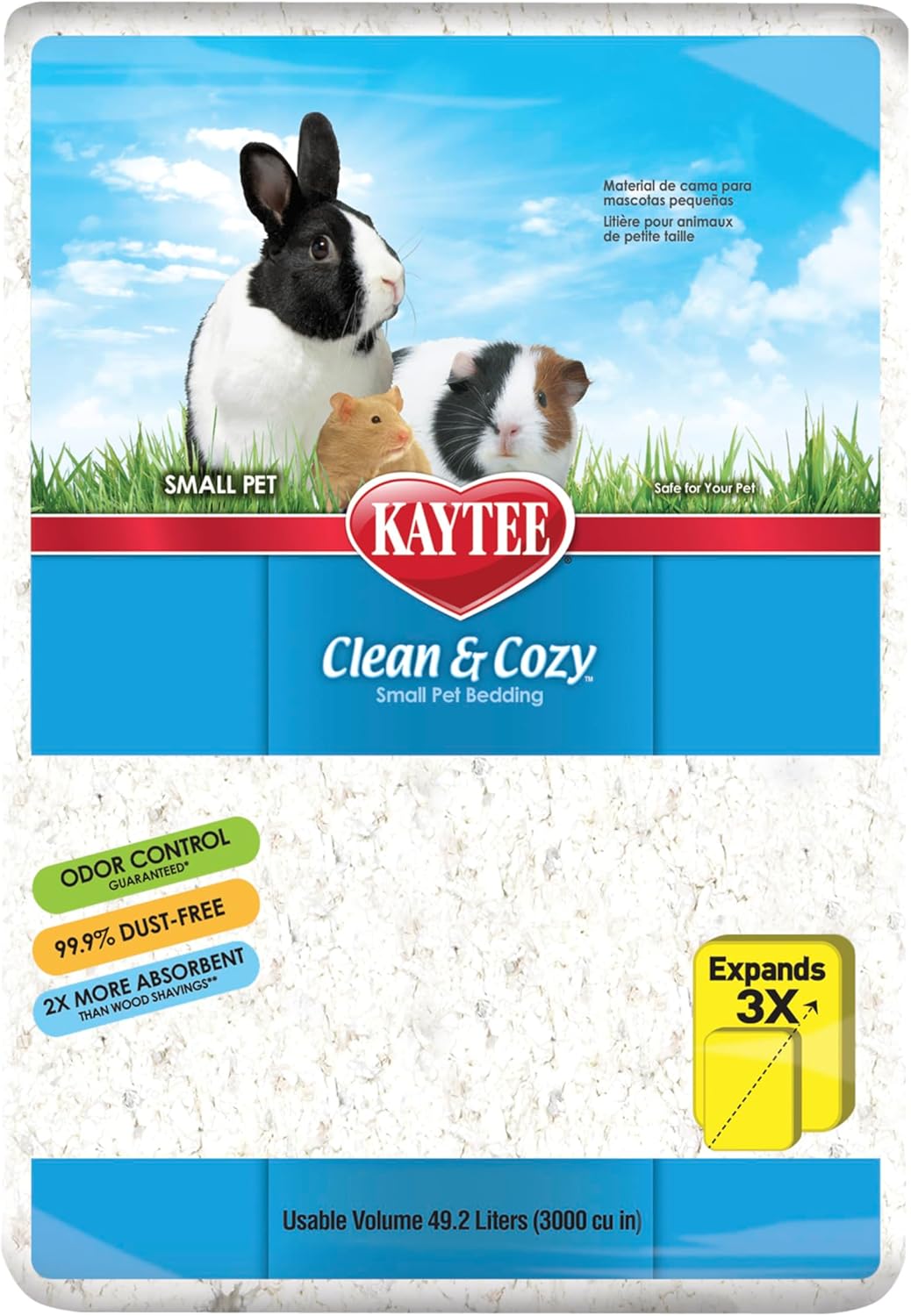 Clean & Cozy - Papierstreu für kleine Haustiere, Weiss 49.2 Liter