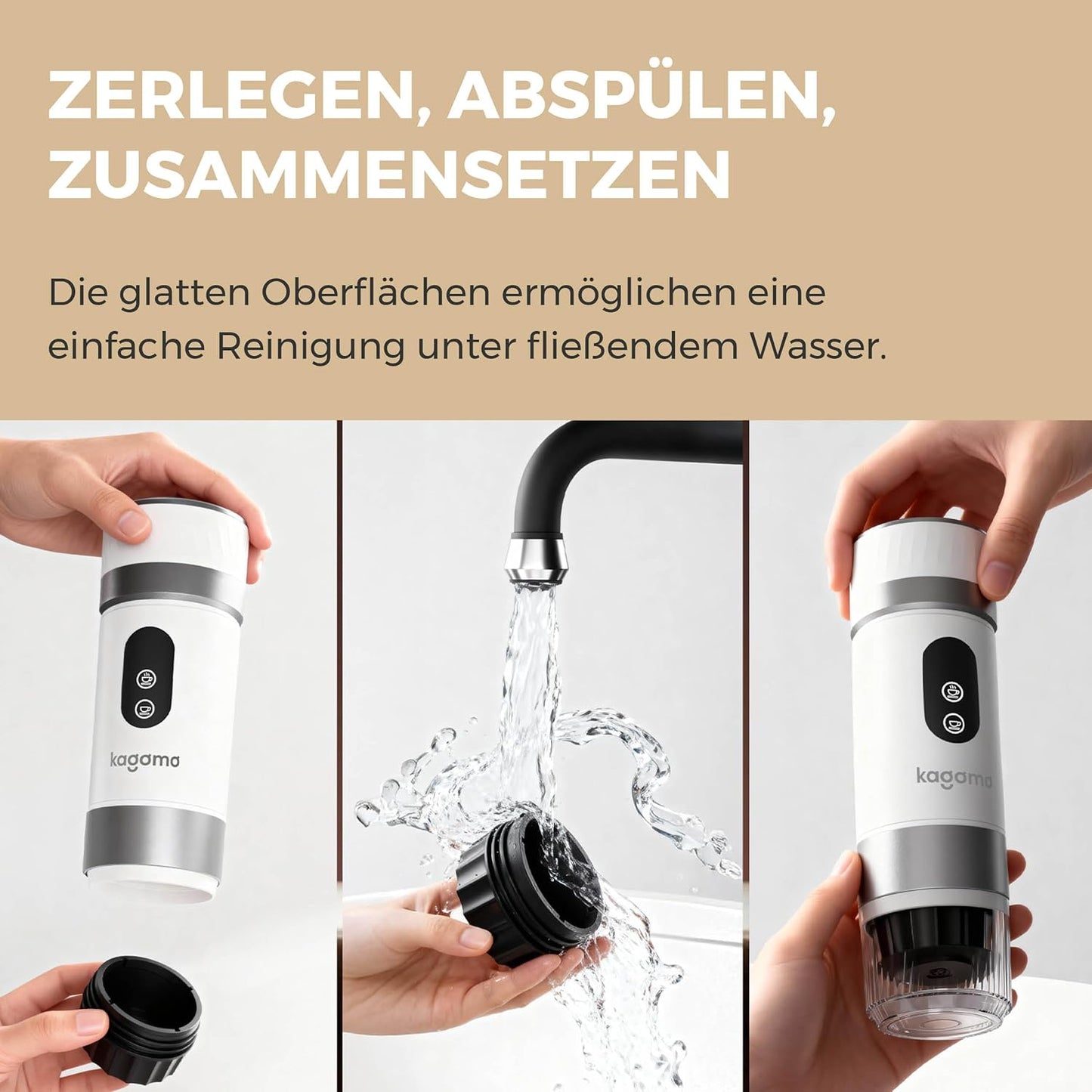 Tragbare Espressomaschine mit Akku, Weiss