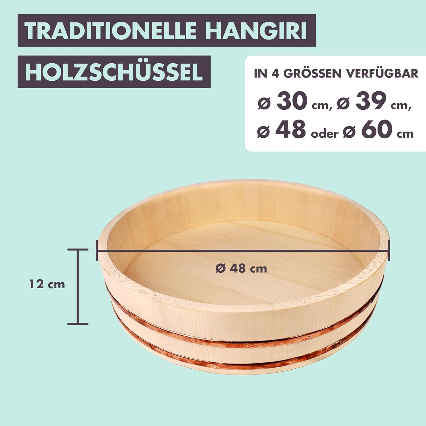 Hangiri Schüssel für Sushi Reis, Hangiri (Ø 48cm)