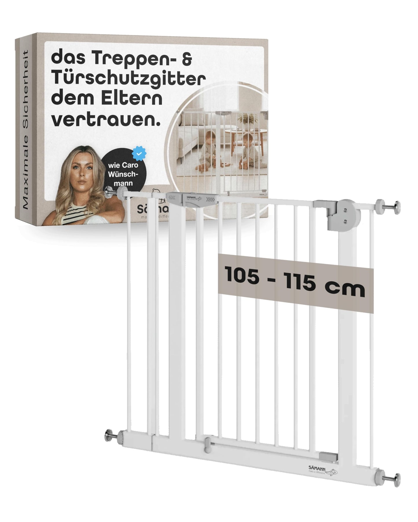 Tür- & Treppenschutzgitter 105-115 cm, Auto-Close, bohrfrei, 105-115 cm mit Standardfuss