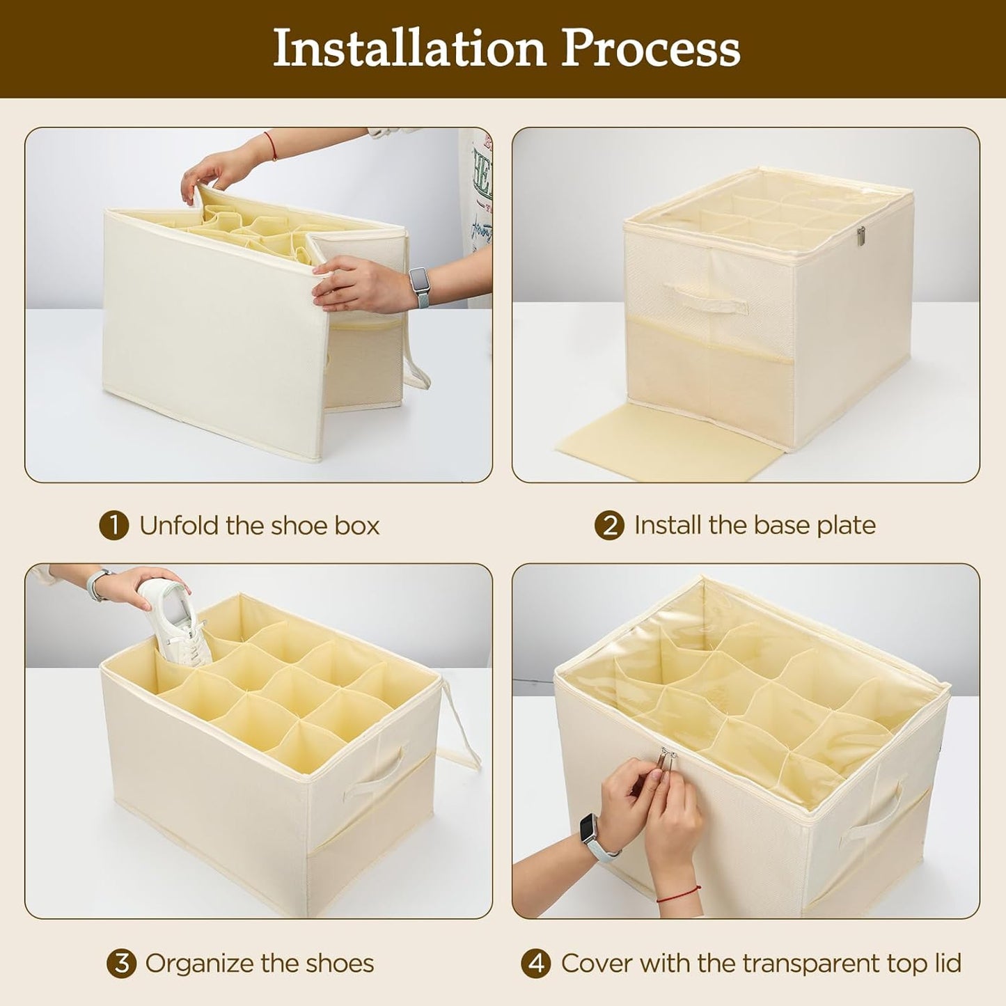 Schuhorganizer für 12 Paar, Beige