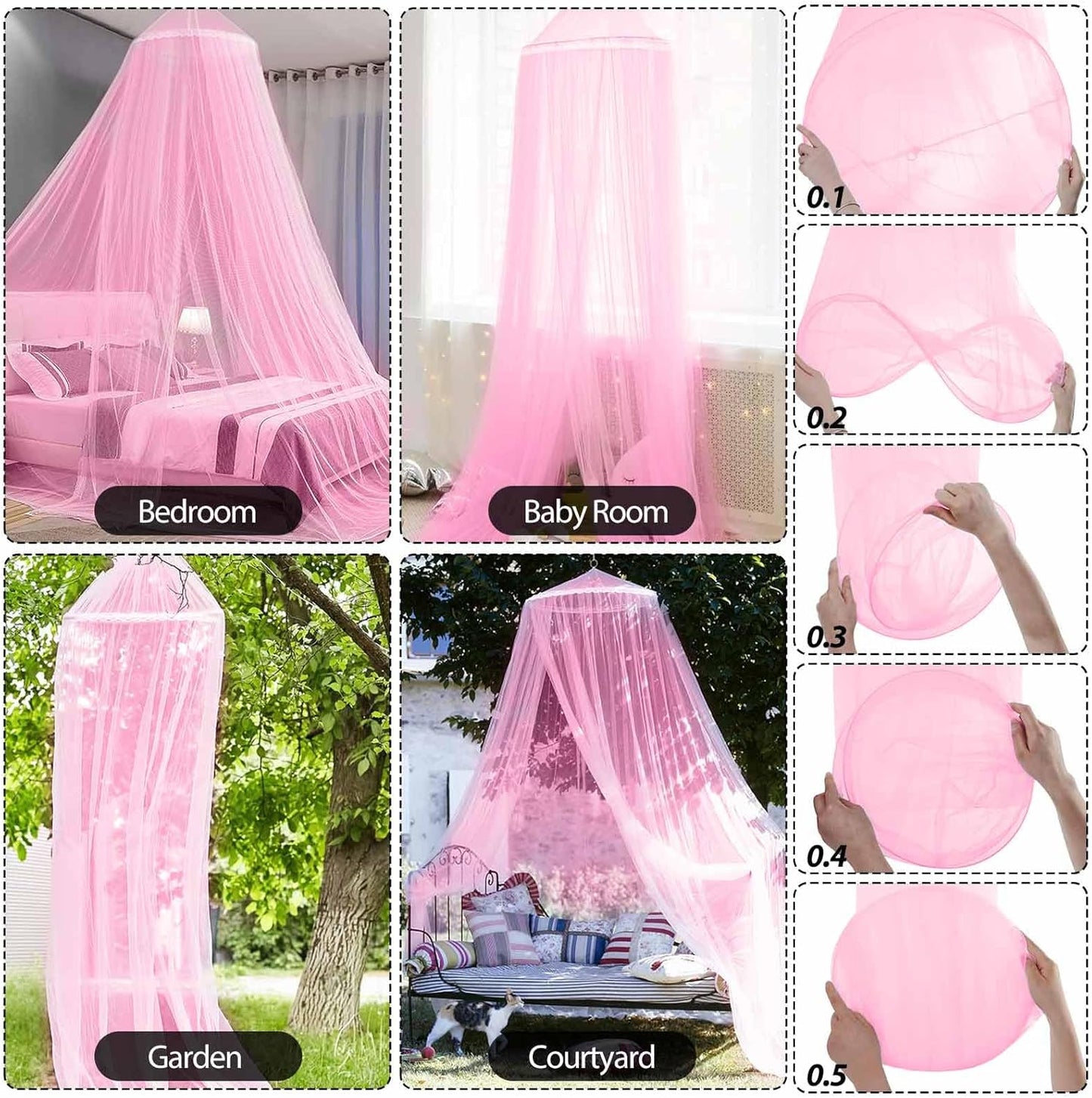 Moskitonetz für Bett, Rosa