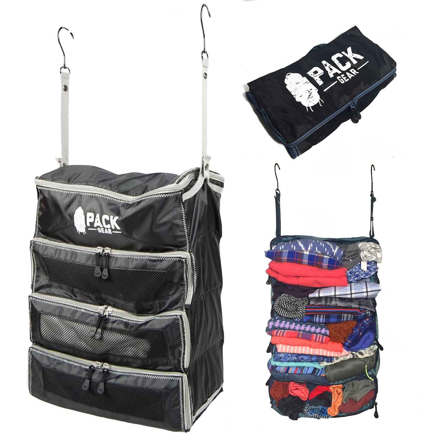 Koffer-Organizer zum Aufhängen, Medium (Carry-On) Schwarz