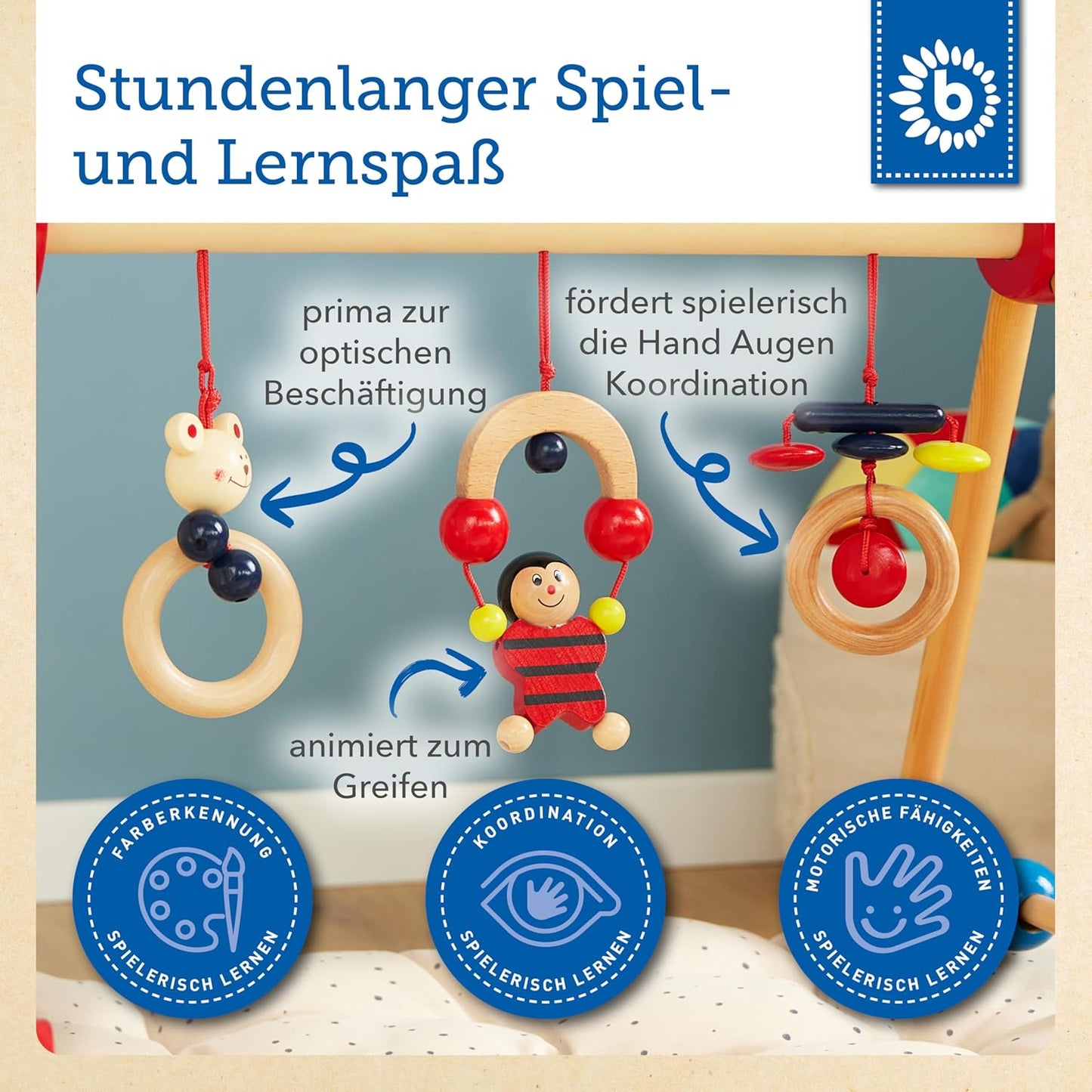 Spieltrapez für Baby mit Figuren & Kugeln, Rot Single