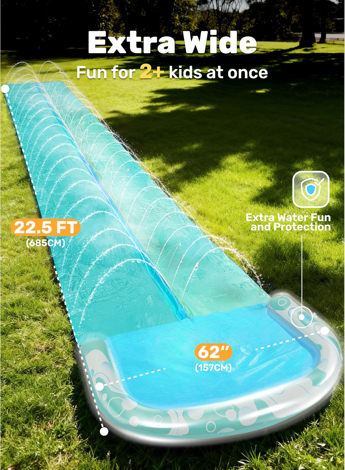 Wasserrutsche mit Bodyboards und Sprinkler, 685,8 cm Blau, Hellblau