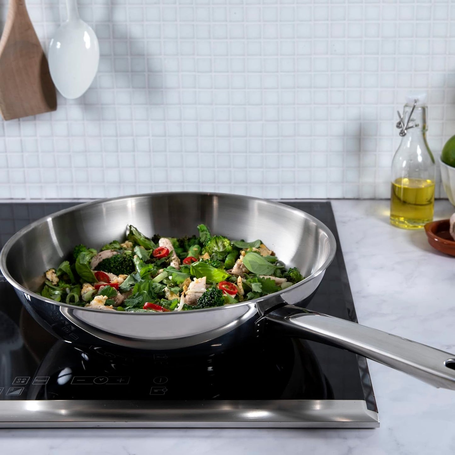 Bright Edelstahl Wok, 28cm Wok Wokpfanne