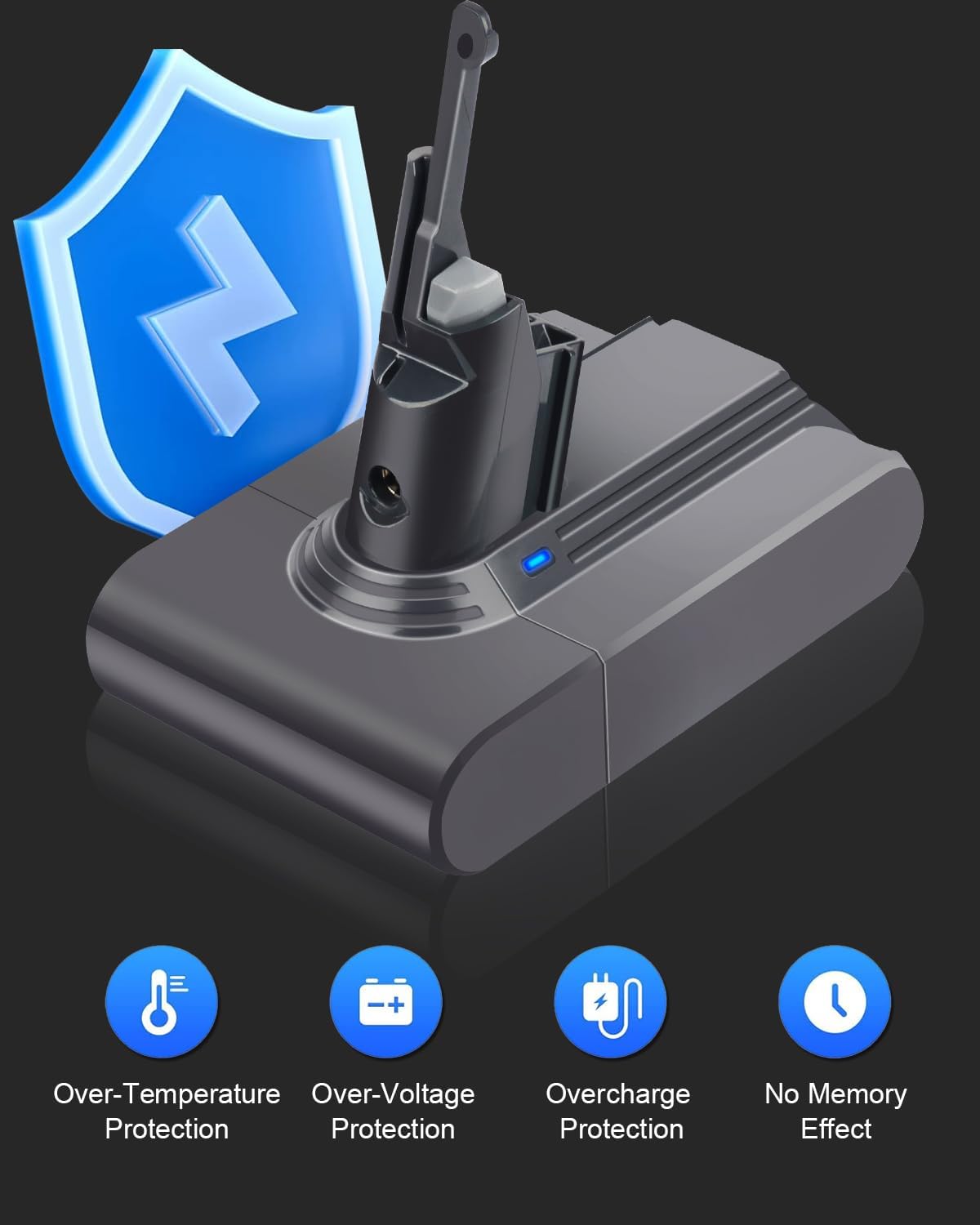 Ersatzakku für Dyson V7 Staubsauger, Dark Gray