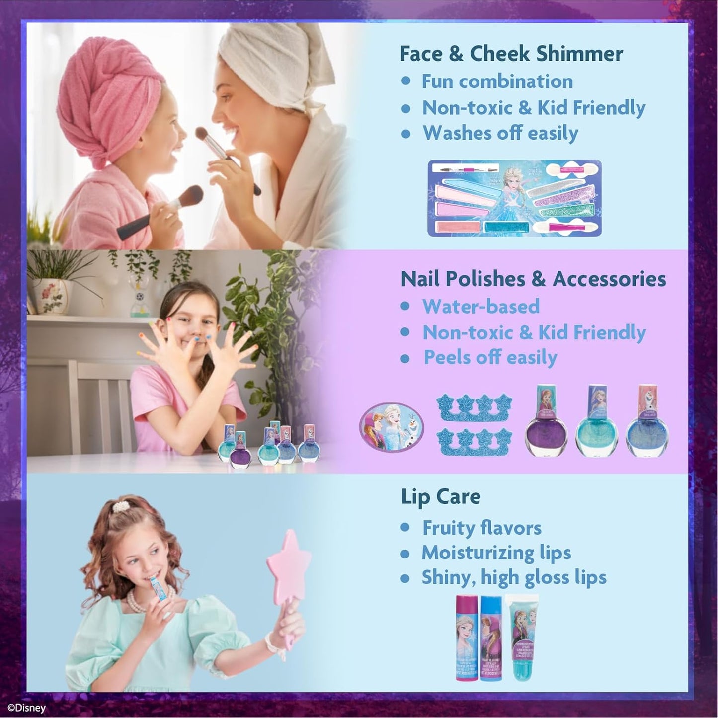 Kinderschminkset mit Lipgloss und Nagellack, Disney Frozen