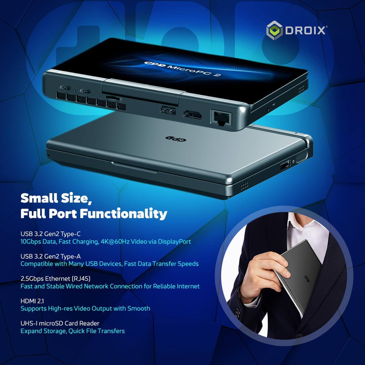MicroPC 2 Mini-Laptop mit 7-Zoll-Display, N300 - 1TB