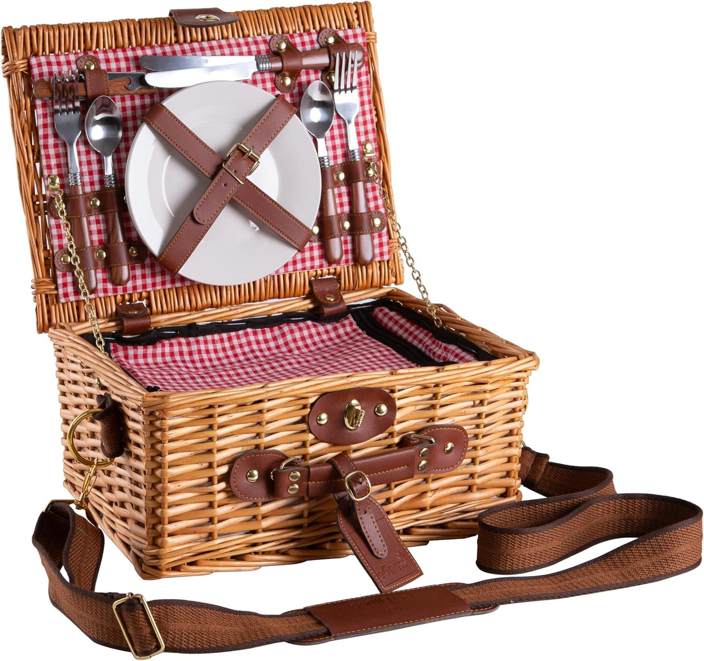 Picknickkorb, 1|Picknickkorb für 2 Personen - Rot