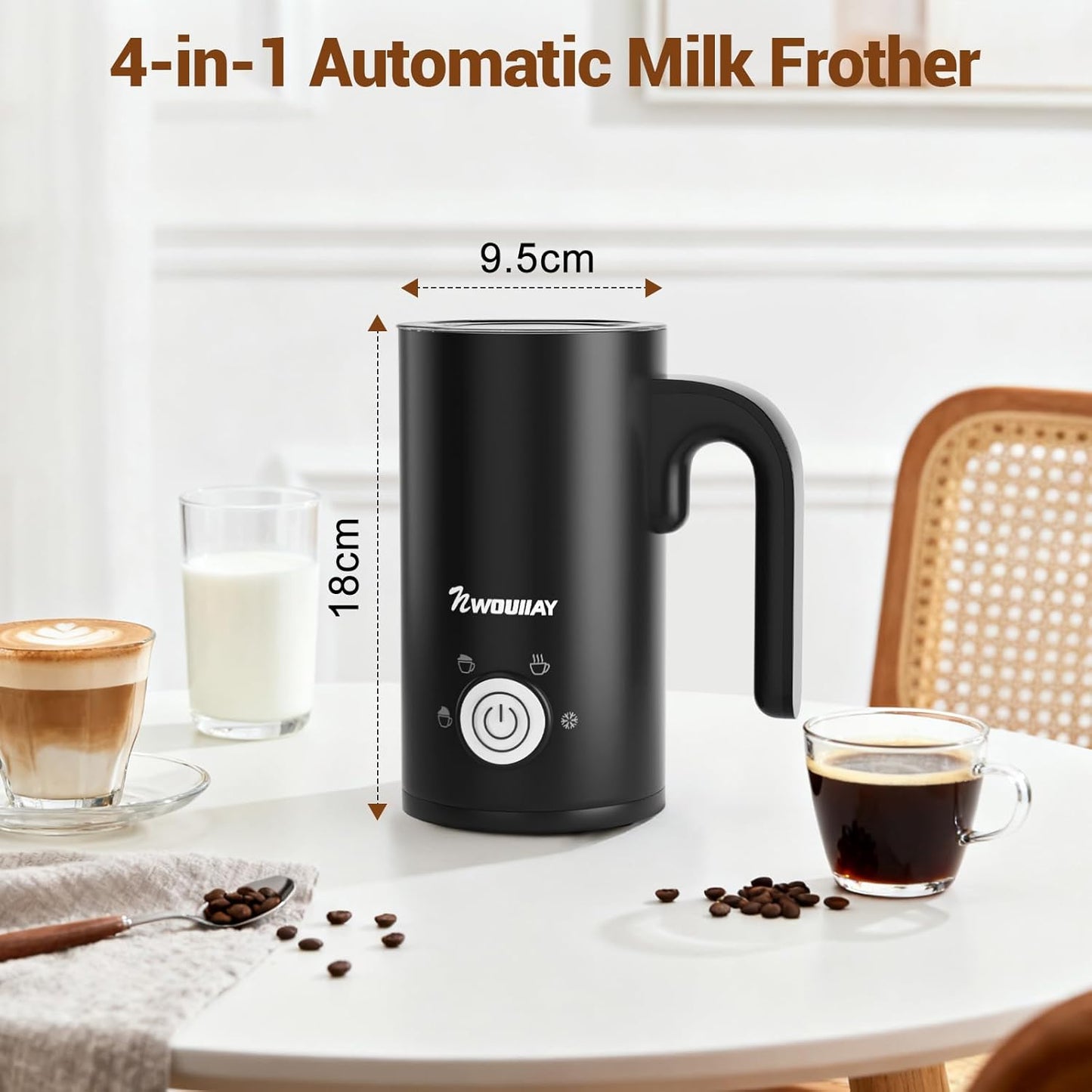 4-in-1 Milchaufschäumer, Graphitschwarz