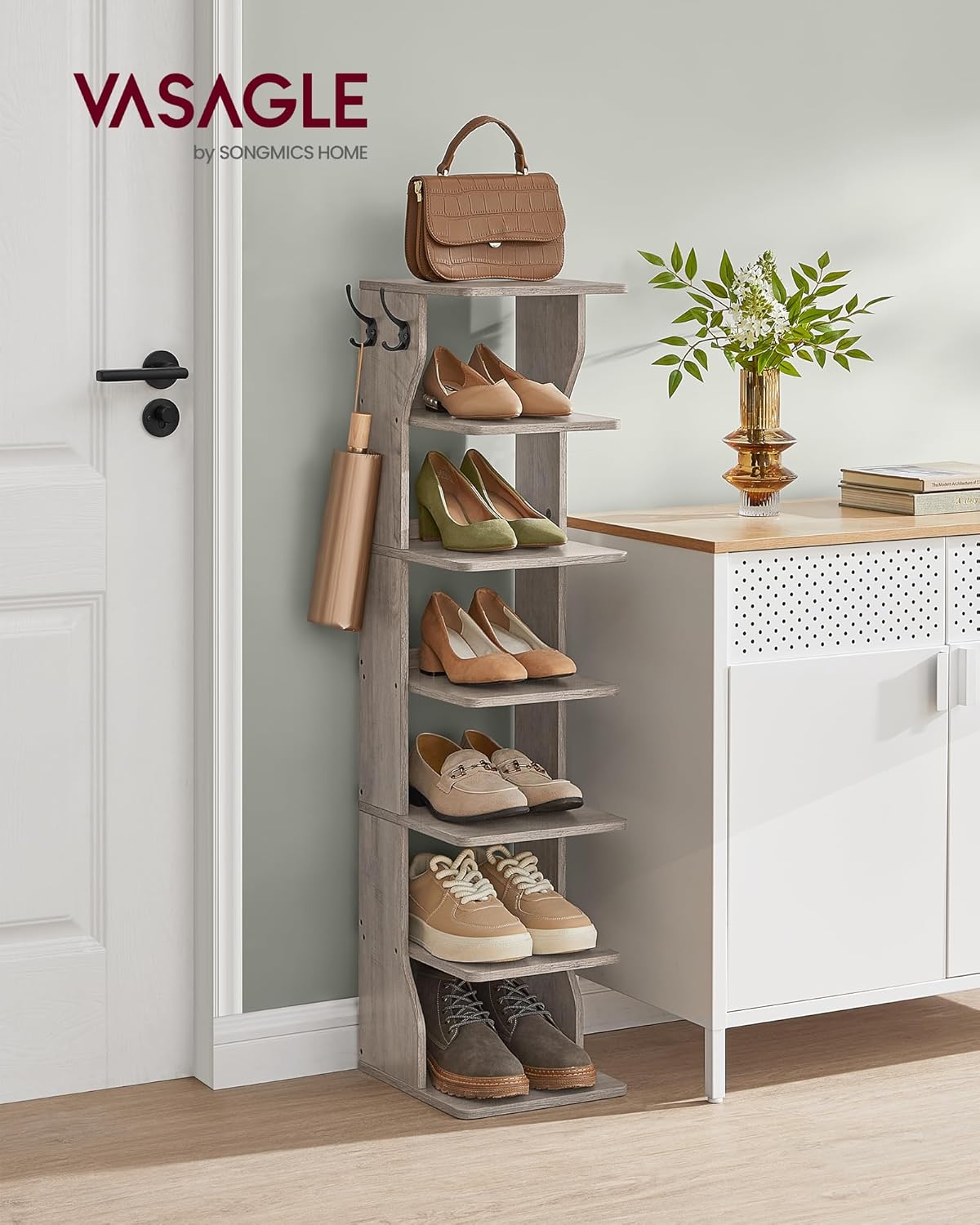 Schuhregal mit 7 Ebenen, 7 Levels Greige Meliert