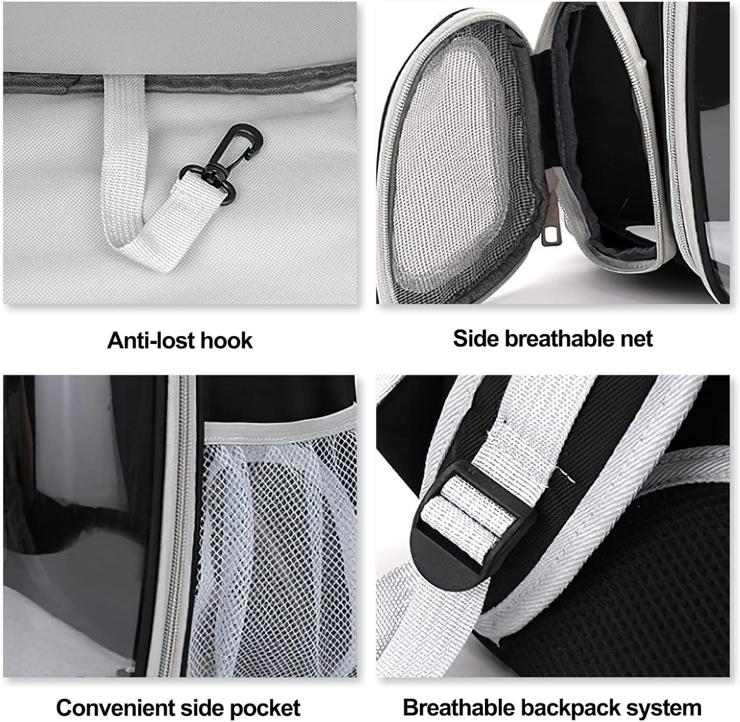 Haustier-Rucksack mit Lüftungssystem (Raumkapsel-Design), Grau 35*45*28CM