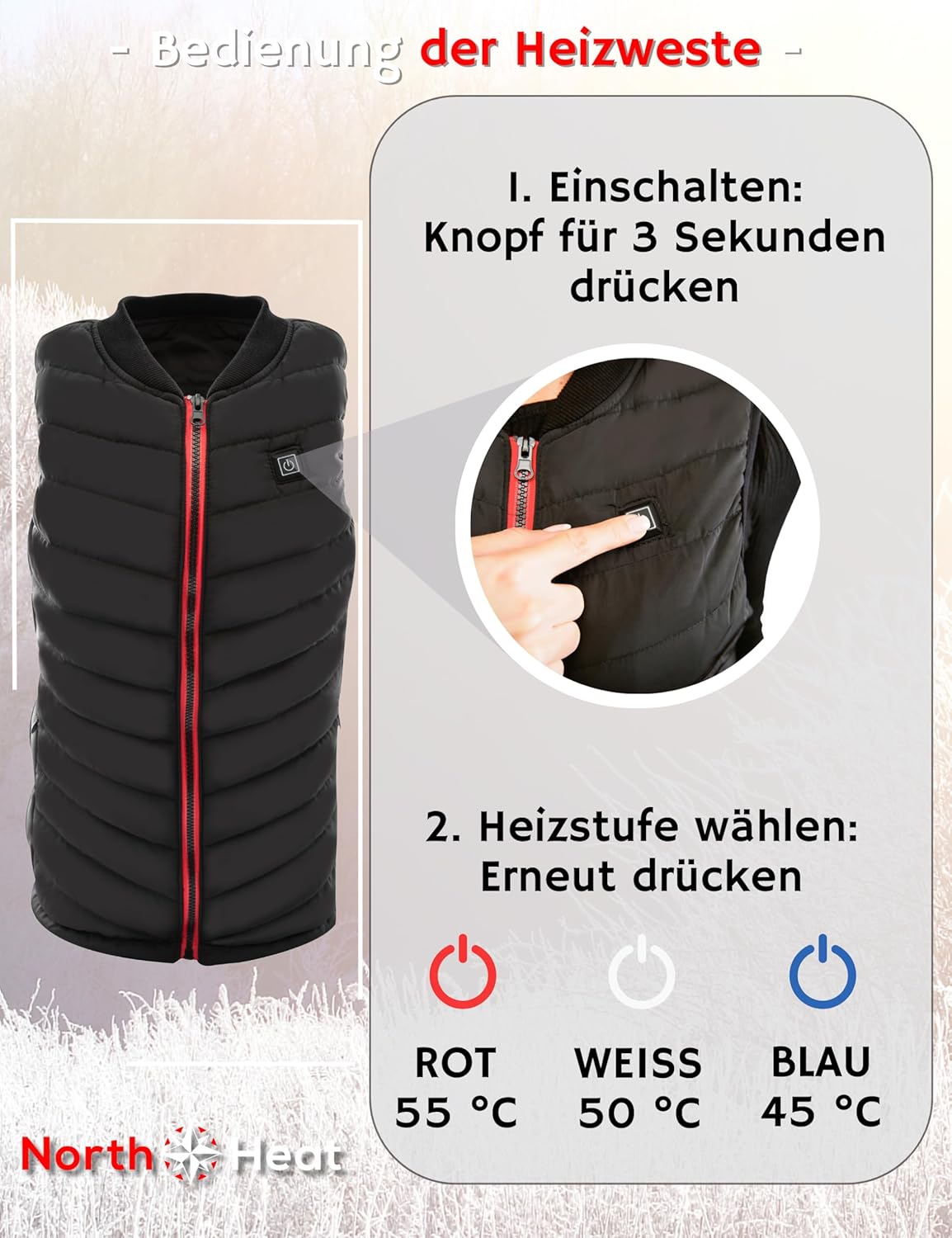 Beheizbare Weste mit 5 Wärmezonen, XS ; Ohne Powerbank