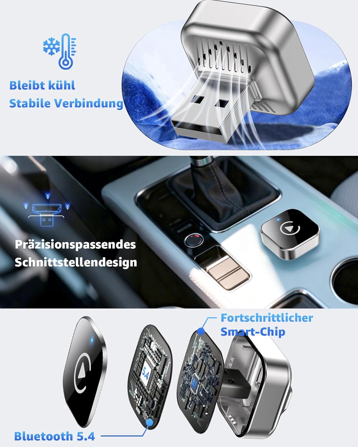 Kabelloser CarPlay & Android Auto Adapter C99, Silber
