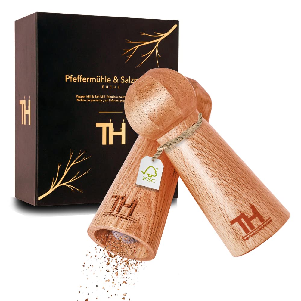 Salz- und Pfeffermühlen-Set mit Keramikmahlwerk, 24cm Eiche