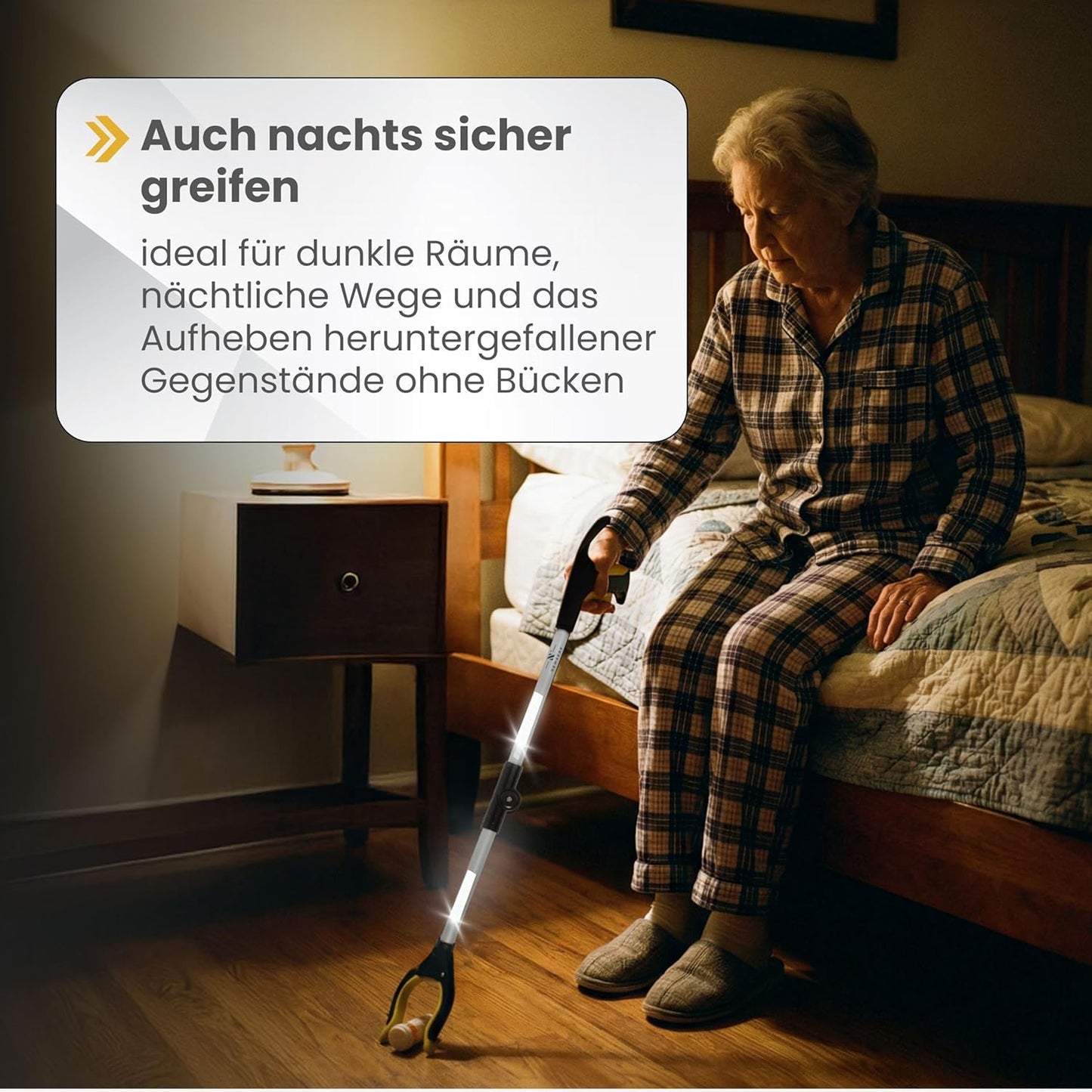 Faltbare Greifzange mit Schuhanzieher, Gelb Silber