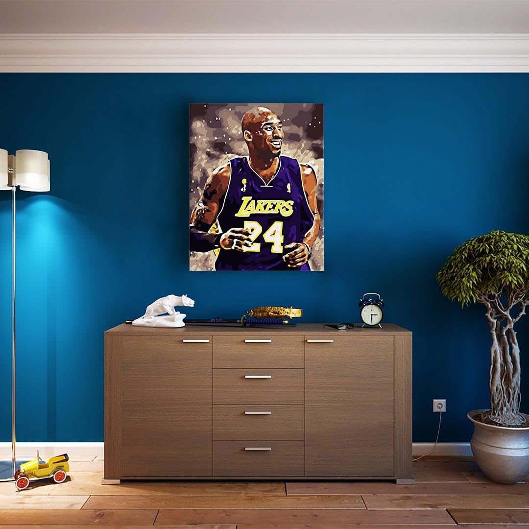 Malen nach Zahlen Set - Kobe Bryant, Kobe Bryant Basketball Mit Rahmen