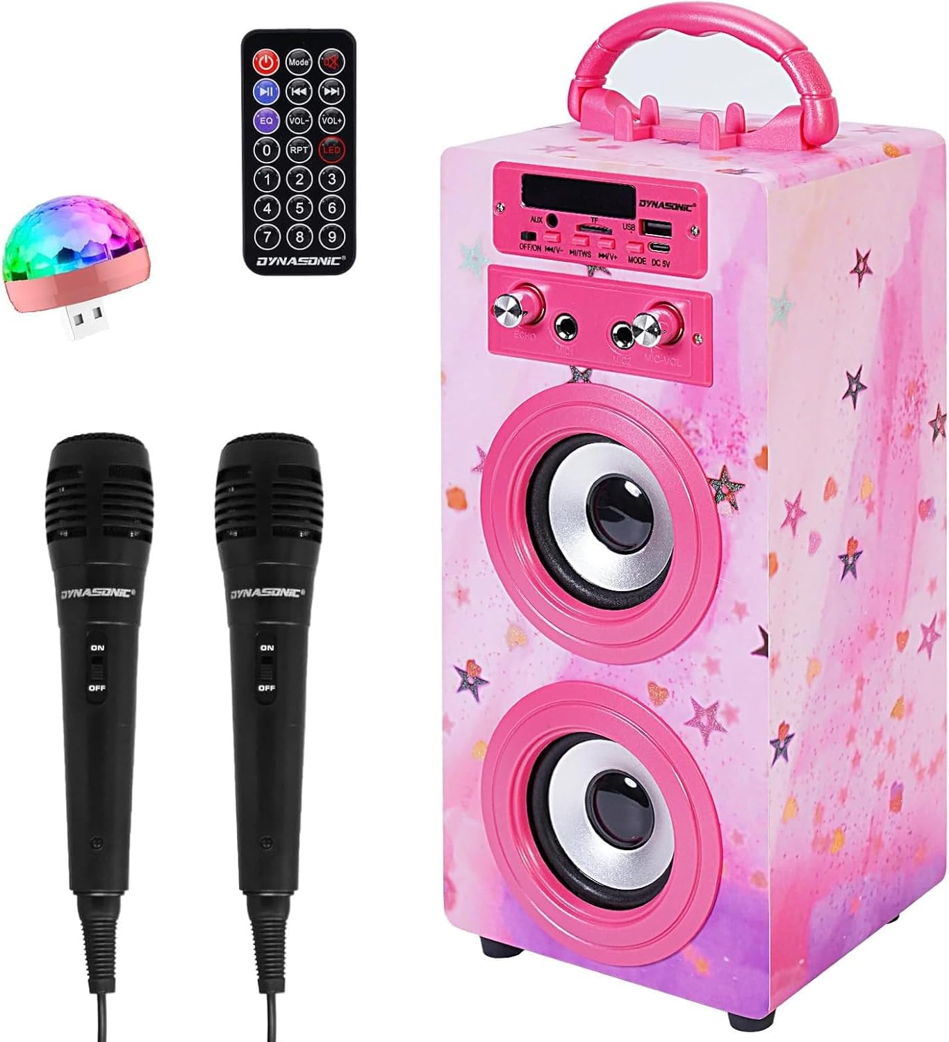 Tragbare Karaoke-Maschine mit 2 Mikrofonen, Model 15 lights
