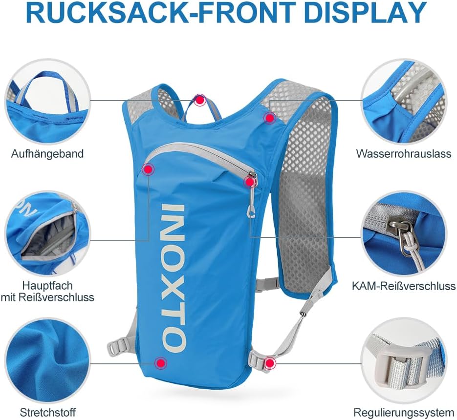 Trinkrucksack mit 1.5l Wasserblase, Saphir Standard
