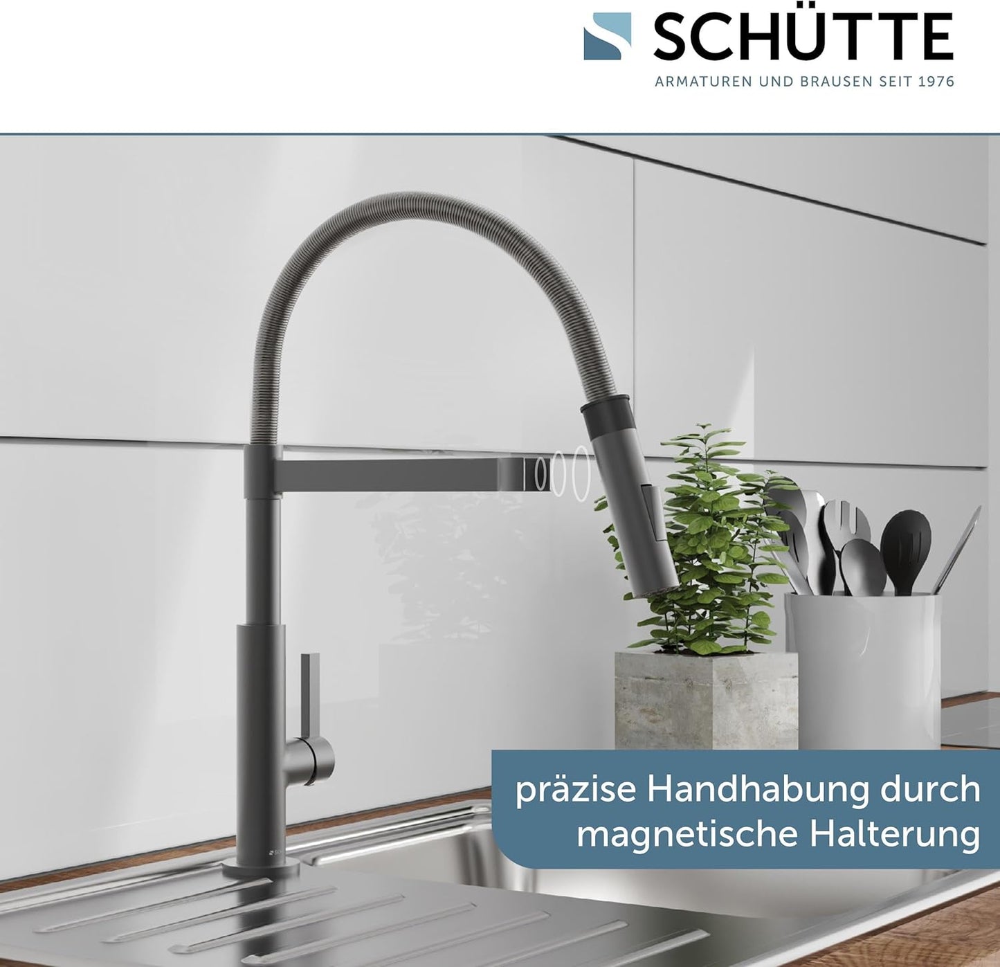 Küchenarmatur mit ausziehbarer Geschirrbrause, Graphit