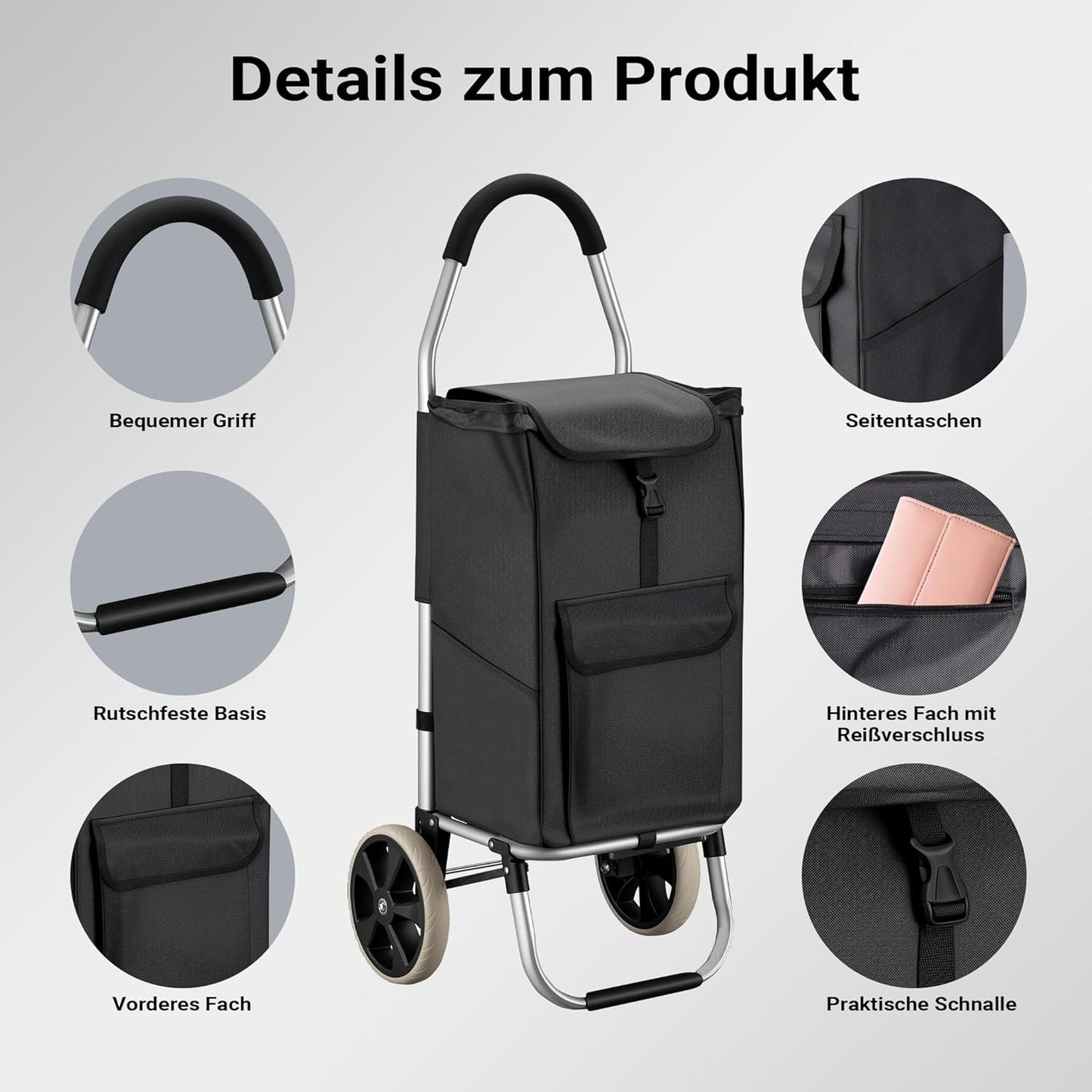 Einkaufstrolley klappbar 40kg Einkaufsroller Einkaufswagen Einkaufstasche