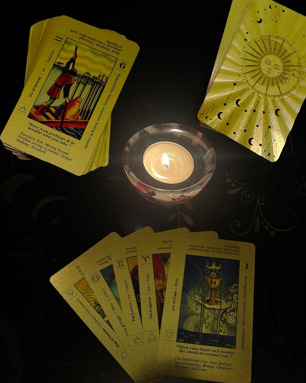 Englisches Waite-Tarot-Deck Sonne, Mond und Sterne, Sonne, Mond und Sterne