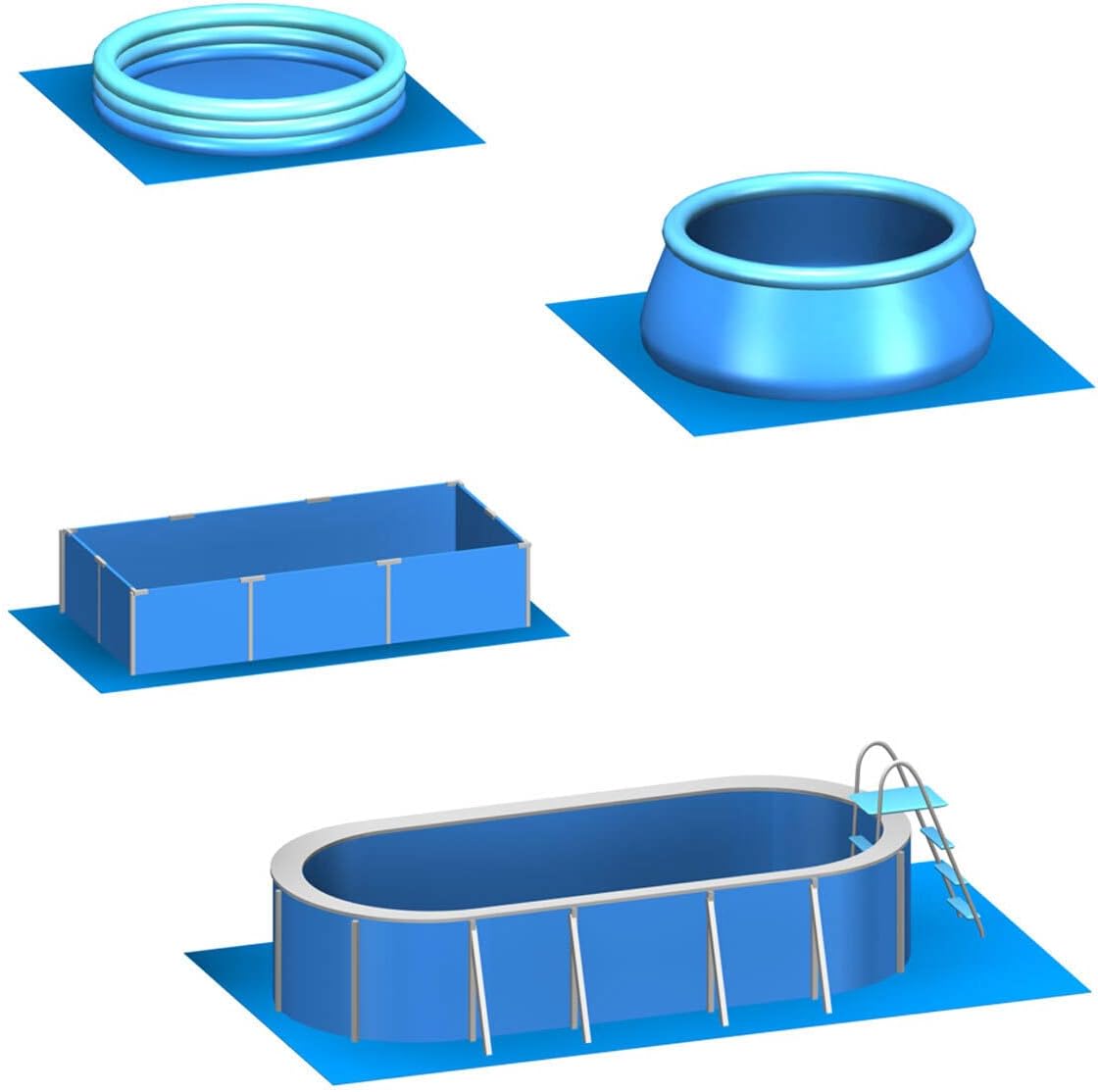 8-teiliges Poolunterlage Set (1,8m²), 98 x 194 cm