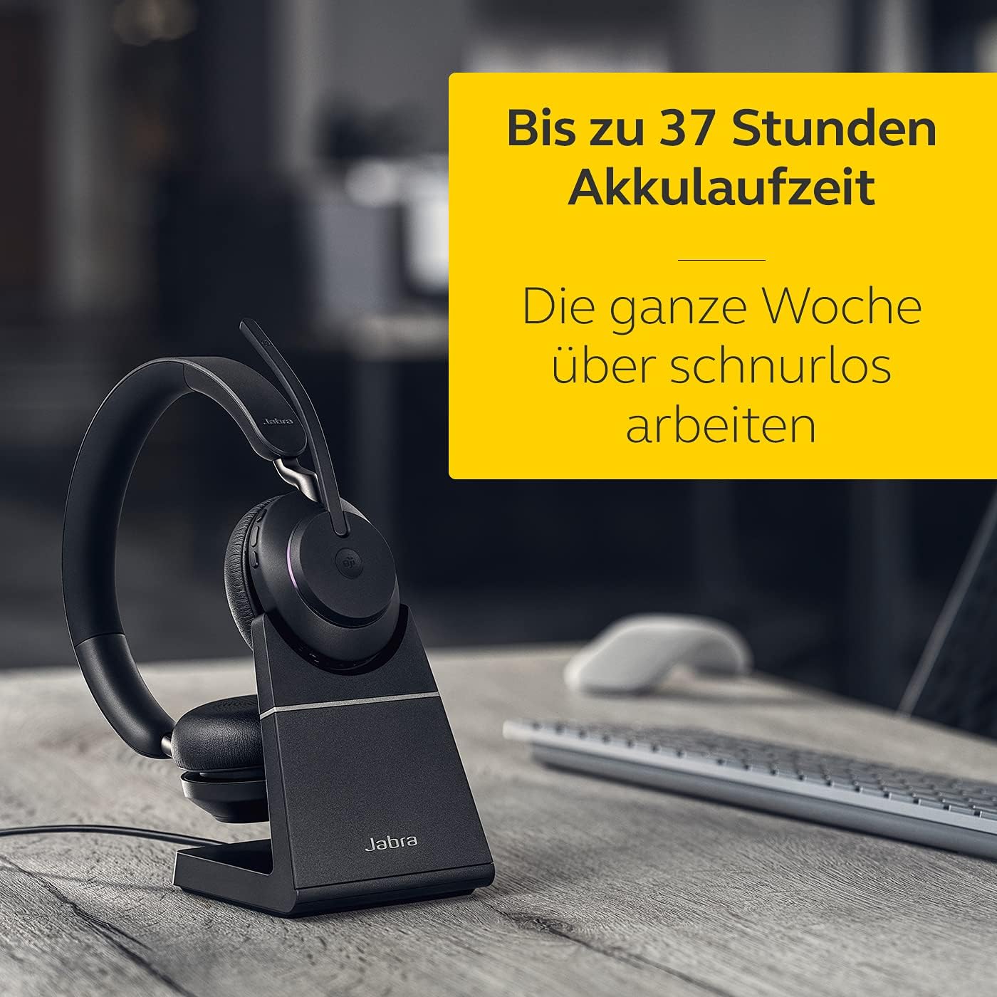 Evolve2 65 PC-Headset mit Ladestation, Stereo USB-A Adapter - Inklusive Halterung Optimiert für Microsoft Teams