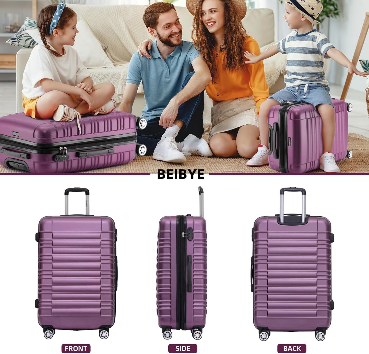 2088 Zwillingsrollen Hartschalenkoffer, erweiterbar, Violett M