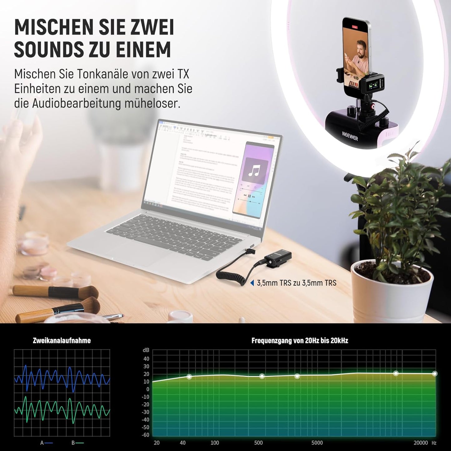 CM28 PRO Drahtloses Lavalier Mikrofon, CM28 Pro mit Reinigungstuch