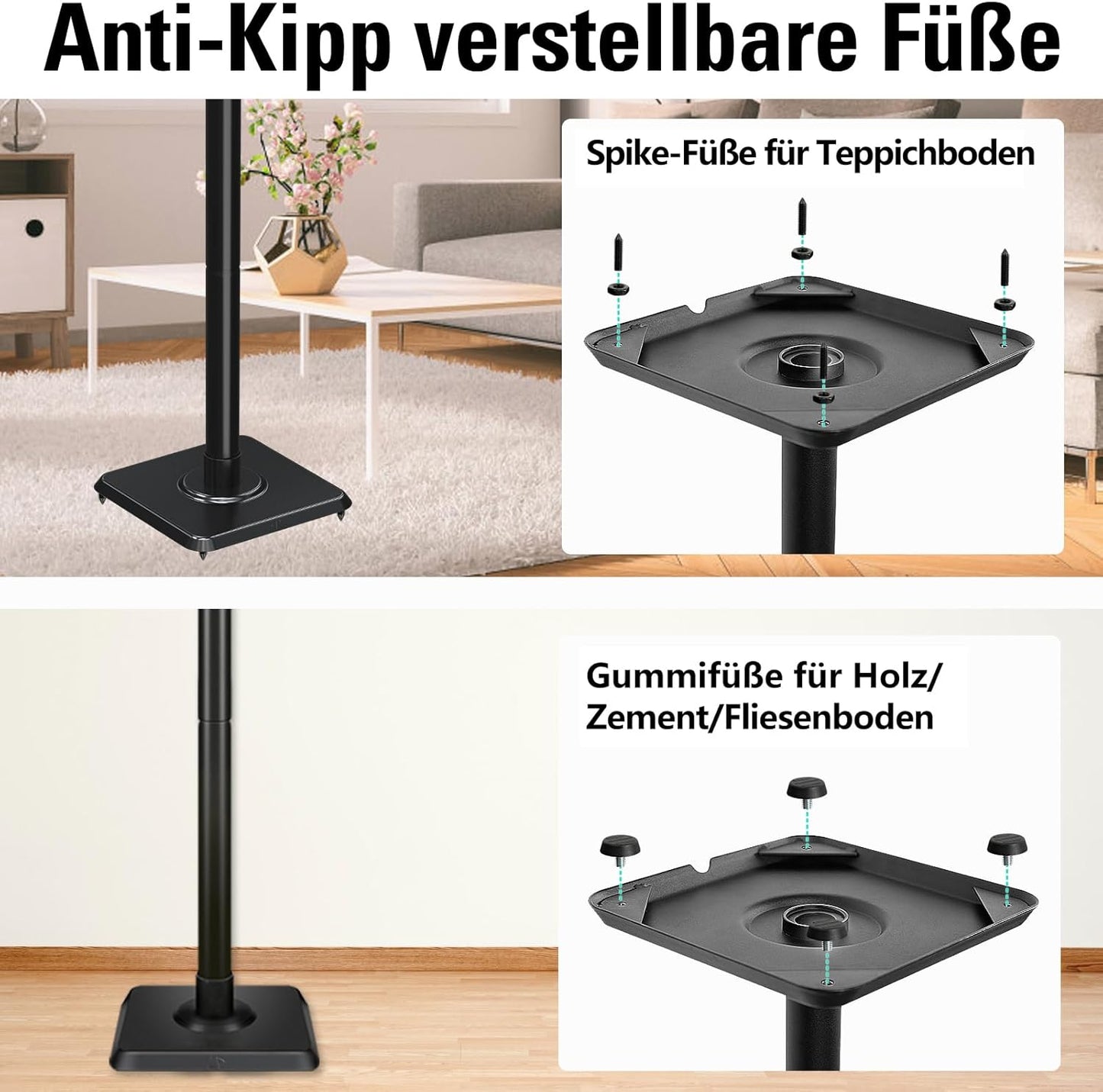 2er-Set Höhenverstellbare Lautsprecherständer