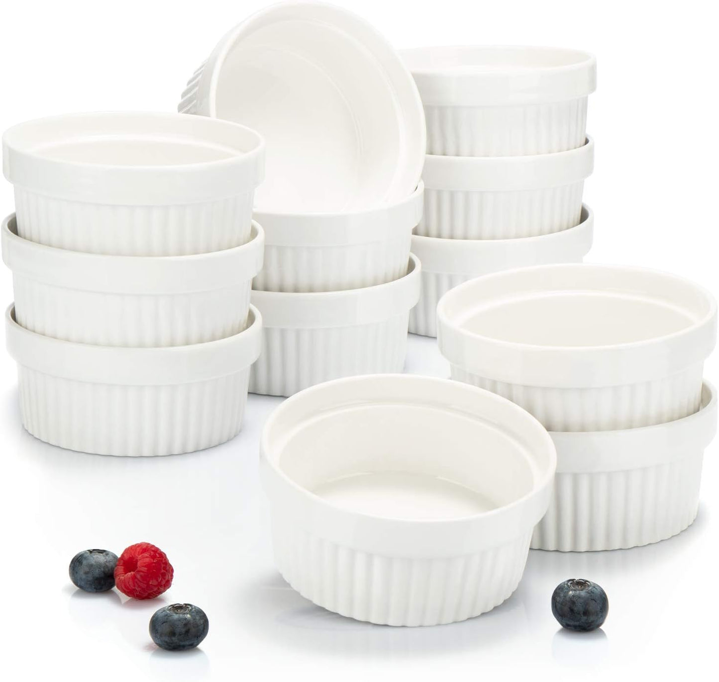 12 Stück Souffléförmchen, Weiss - 12 Stück Ø 11cm