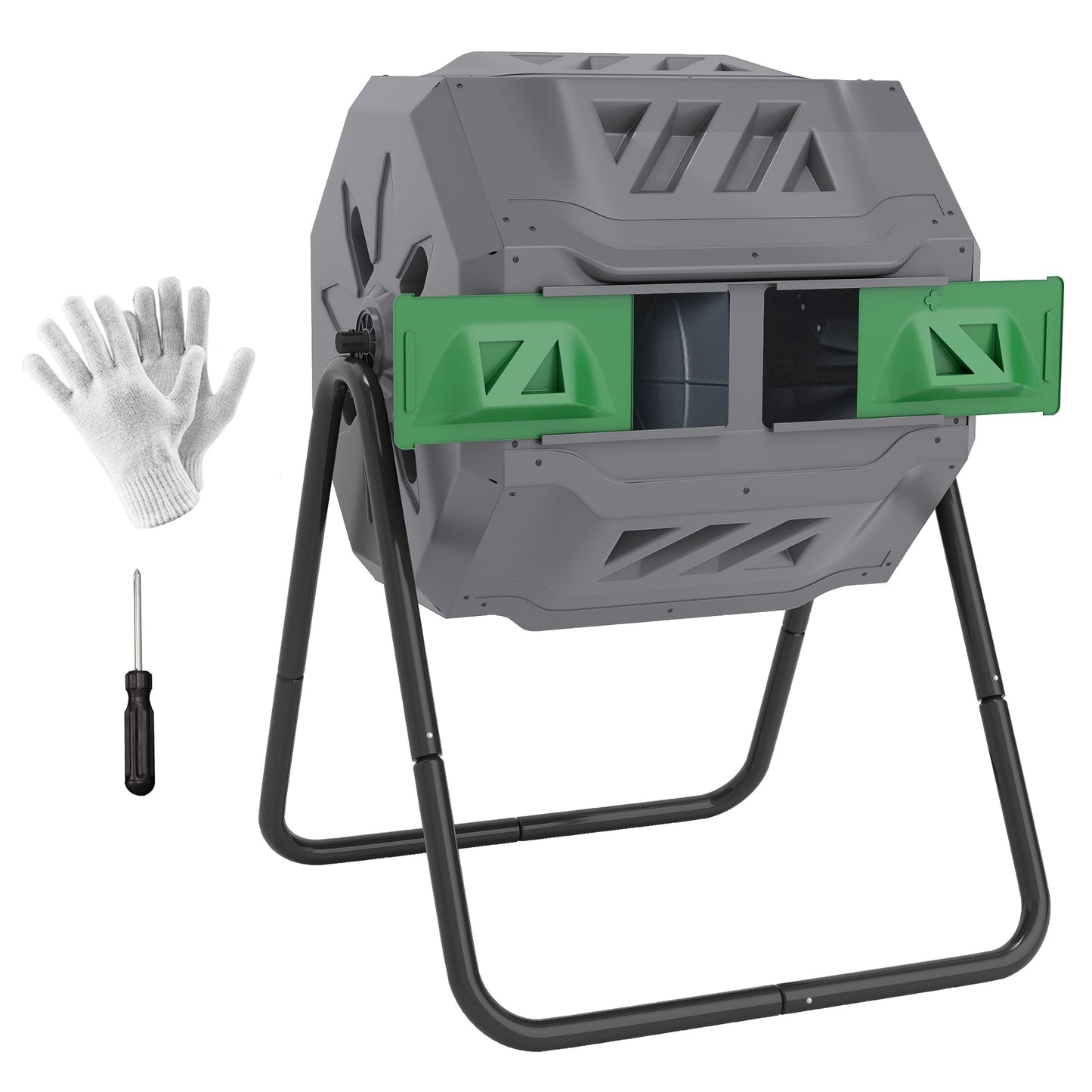 Komposttrommel mit 2 Kammern, Grau
